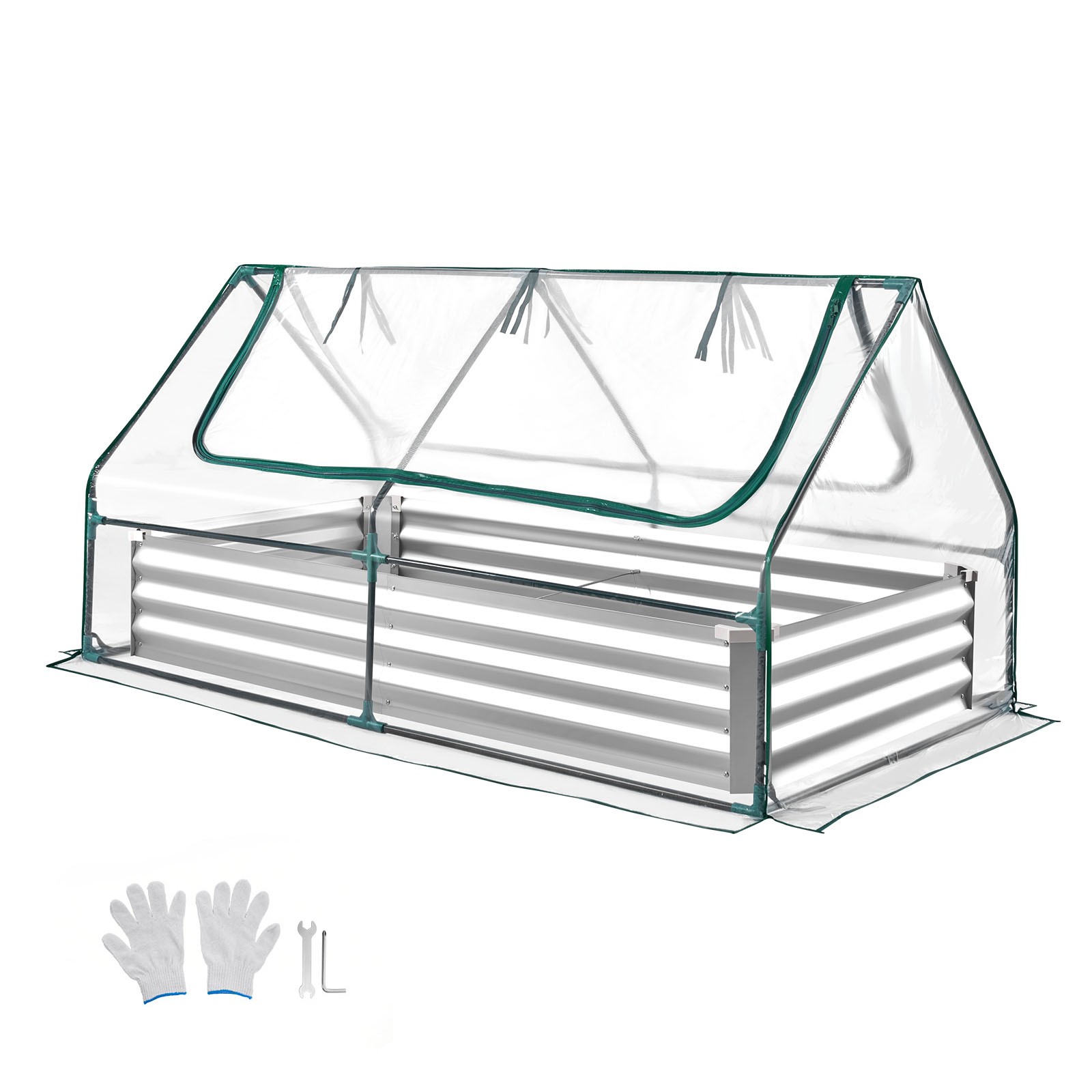 Uimoso Metal Raised Garden Bed with PE Greenhouse Cover, 6x 3 x 1 ft Planter Box
