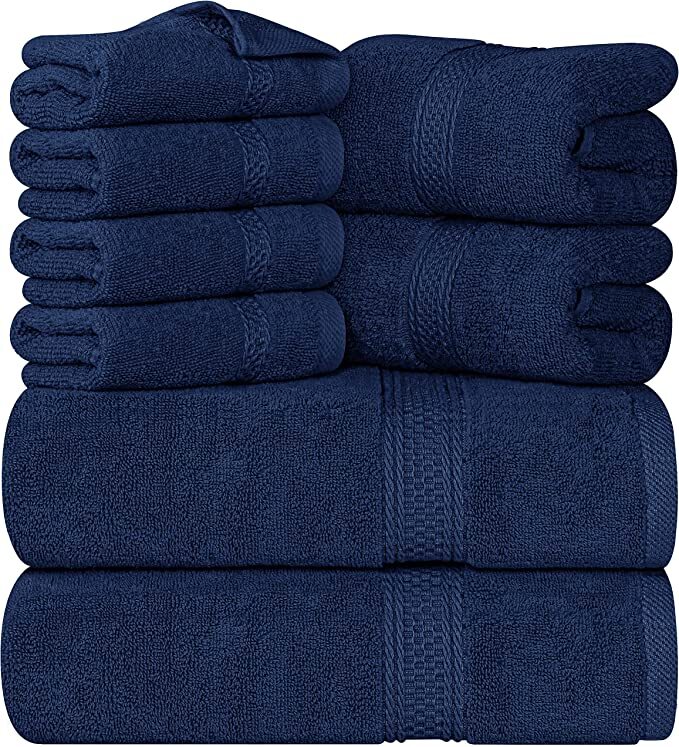 Utopia Towels 600 GSM 8Pc Towel Set 2 Bath Towels 2 Hand Towels 4 Washcloths