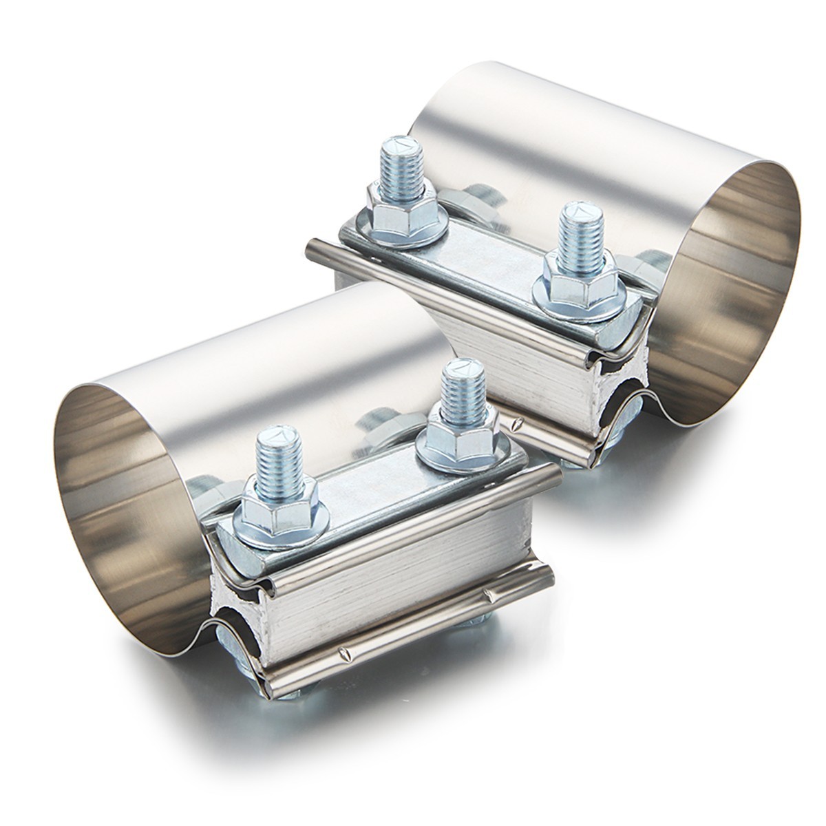 2PCS Stainless Steel Butt Joint Band Exhaust Clamp Sleeve Coupler T304 2inch