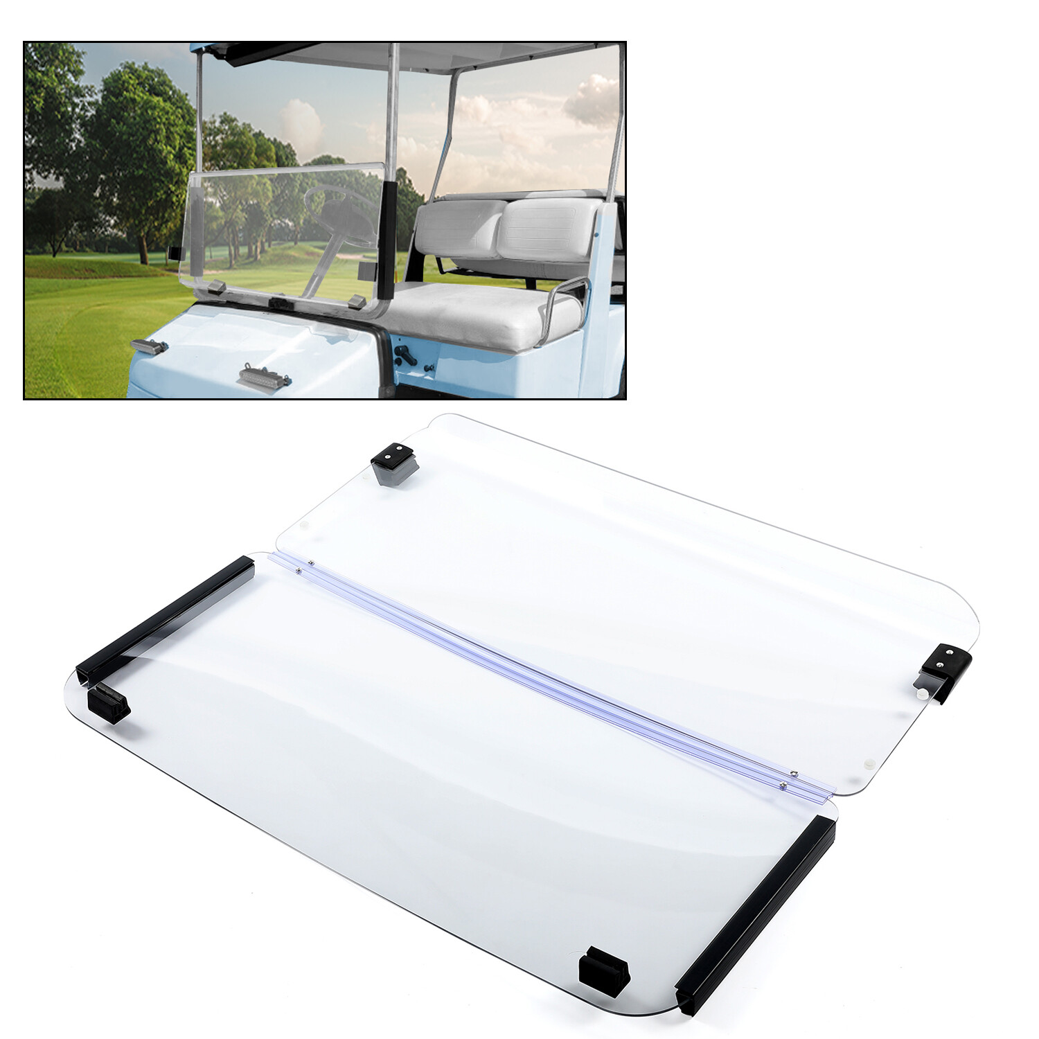 For 1985-1995 Yamaha G2 / G9 Models Clear Folding Golf Cart Windshield