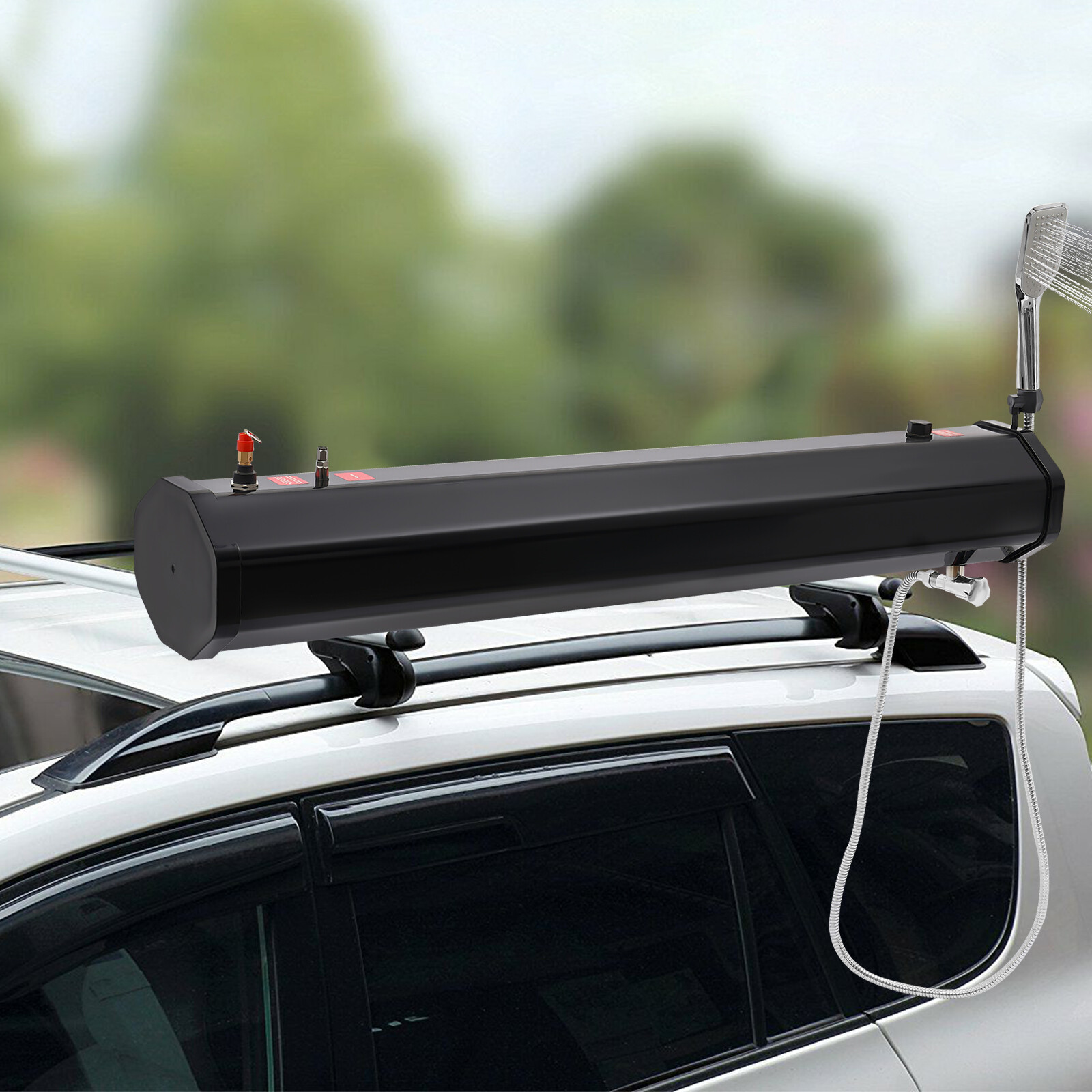 Black Pressurized 8Gallon Camping Shower Water Tank Storage For Off-Road Pick-up