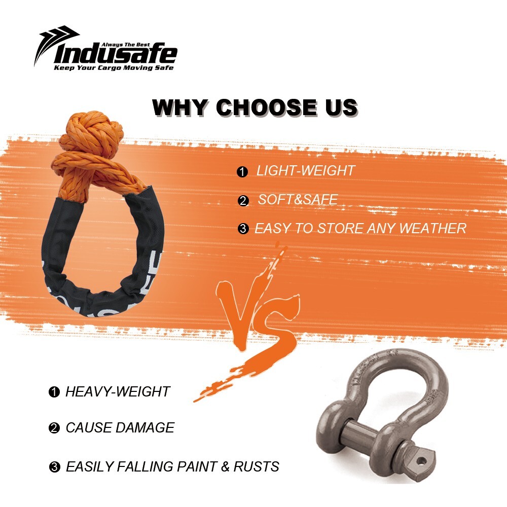 4 PCS 1/2'' X 22'' Soft Shackle Recovery Rope Straps for Off-Road Sailing Trucks