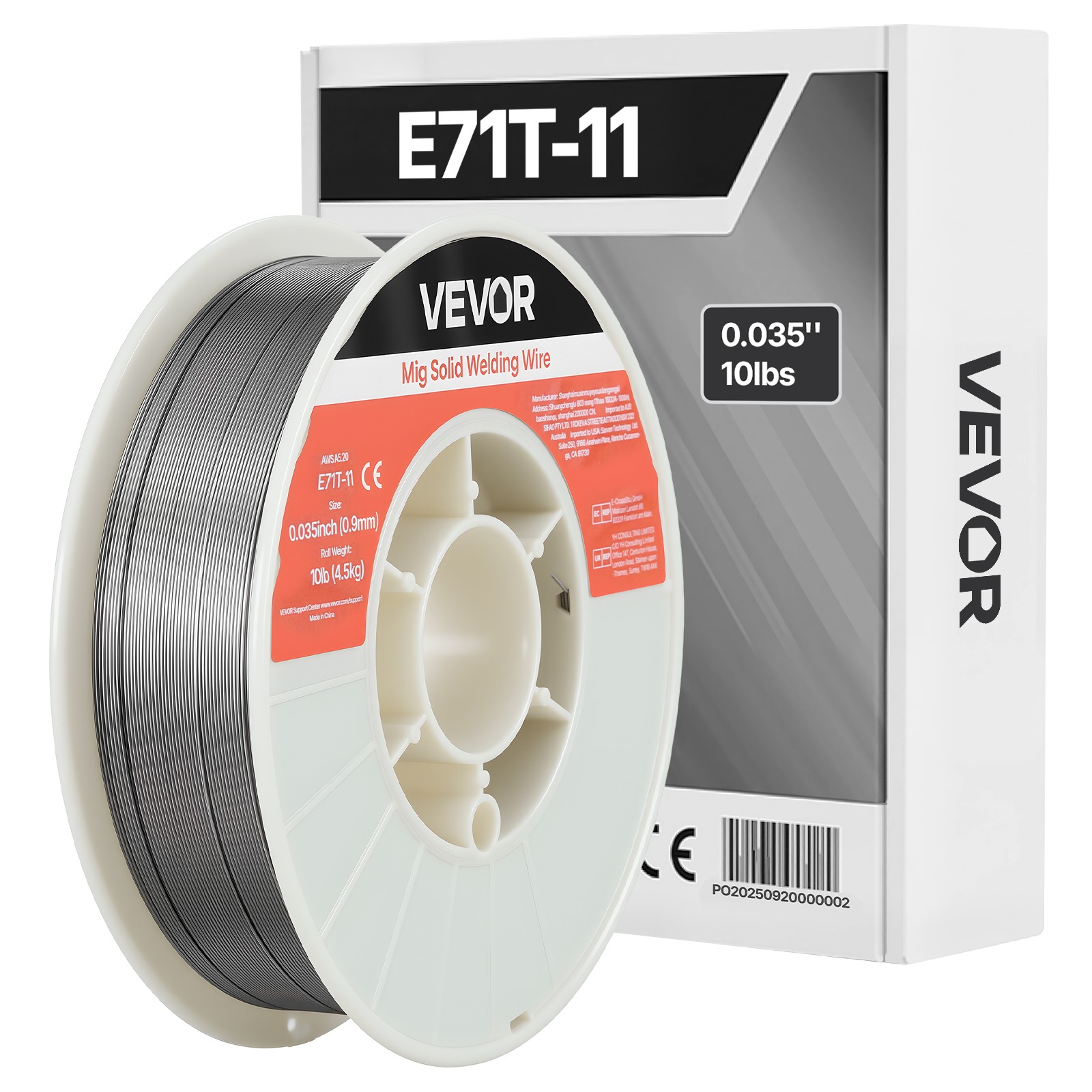 VEVOR Flux Core MIG Welding Wire E71T-11 0.035" 10LB Gasless Mild Steel MIG Wire