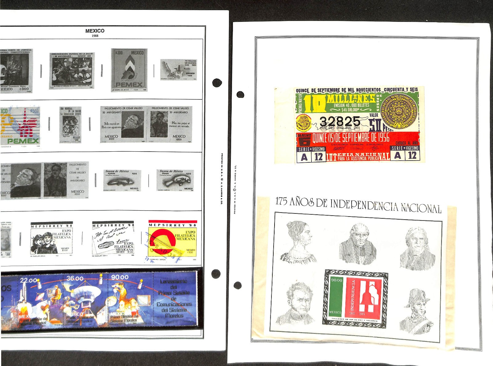 Mexico Stamp Collection on 40 Harris Pages, 1884-1990 (BH)