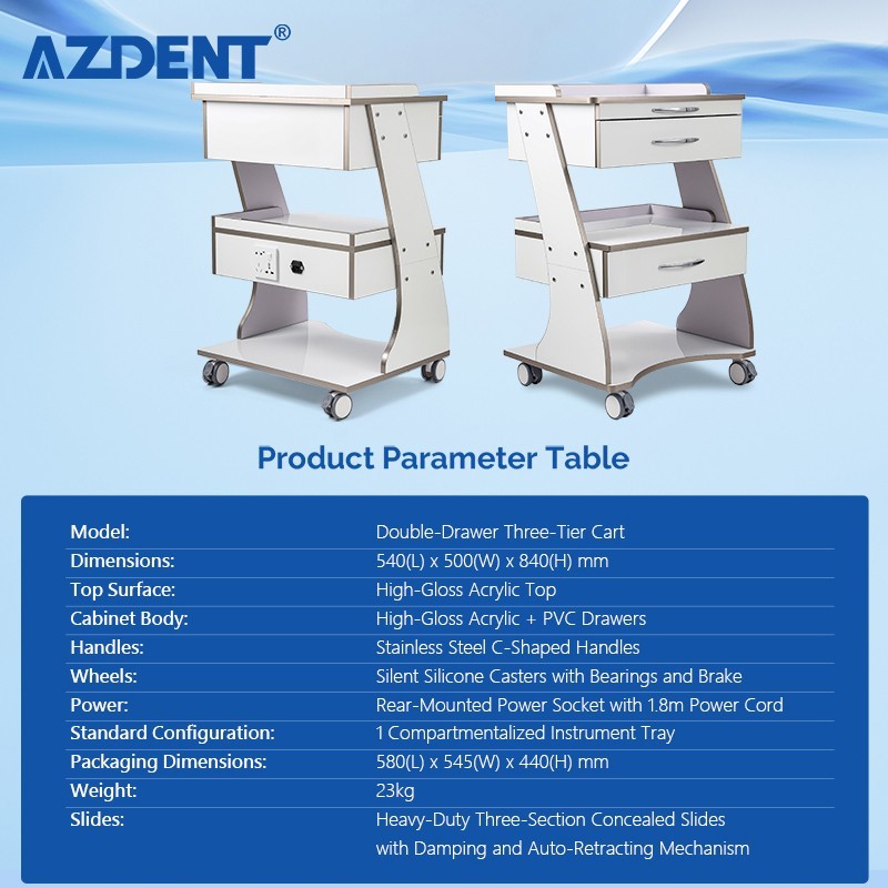 Dental Médico Carro Mueble de Almacenamiento con Cajones y Toma de Corriente