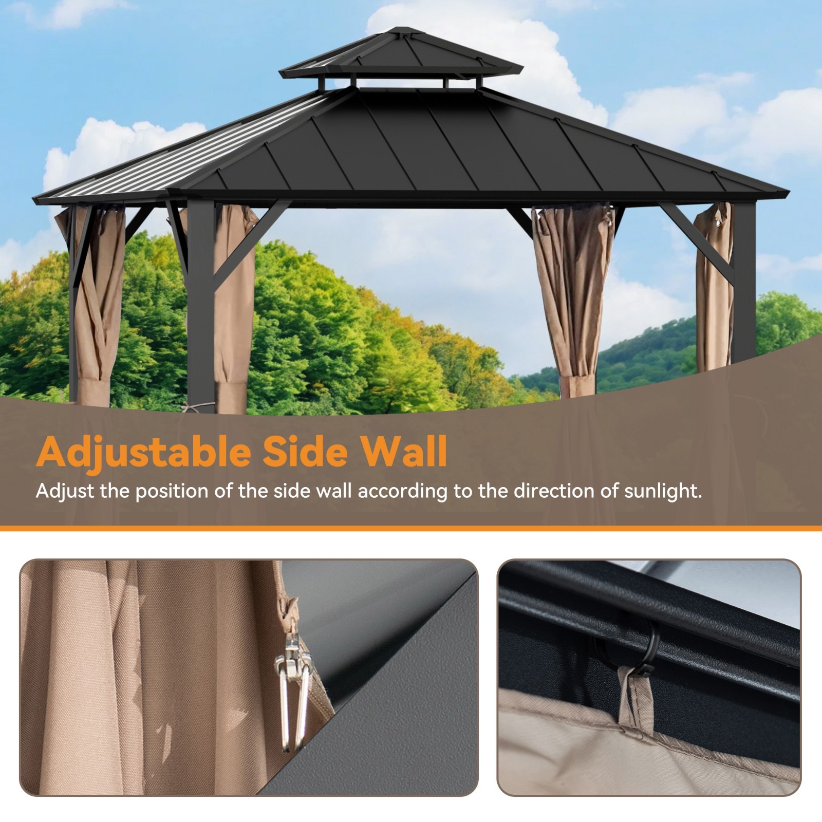 Outdoor Universal Gazebo Canopy Privacy Curtain Replacement 4 / 6 Panel Sidewall