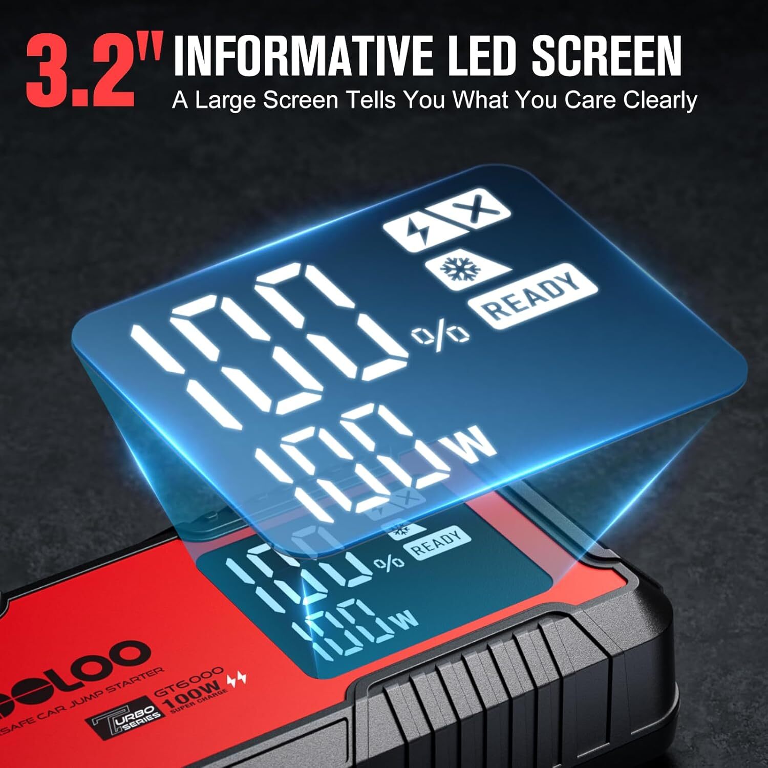 GOOLOO 6000A Jump Starter GT6000 Car Starter 100W Bi-Directional Fast Charge 12V