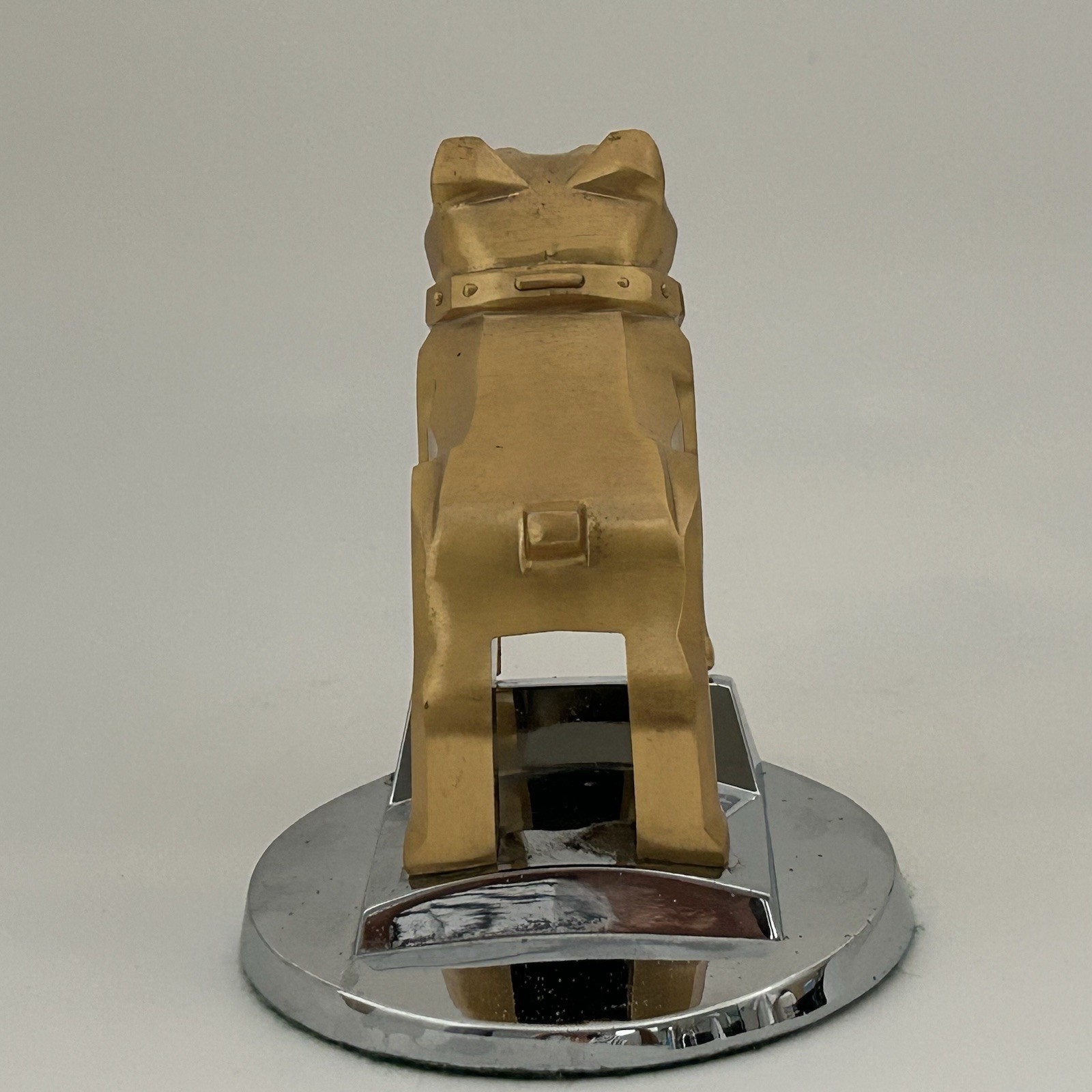 Vintage Mack Truck Bulldog Hood Ornament Gold Brass Chrome Base Old Emblem