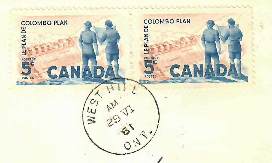 1961 Canada Colombo Plan Illustrated Cover – Pair 5c Stamps – C009