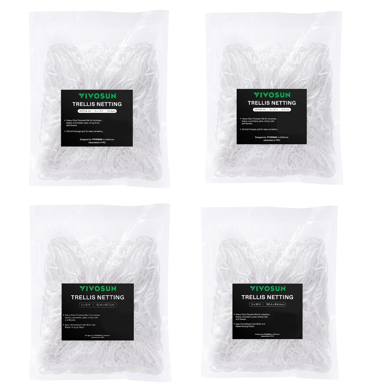 VIVOSUN 15/30ft Heavy Duty Trellis Netting Polyester Grow Net for Plant Climbing