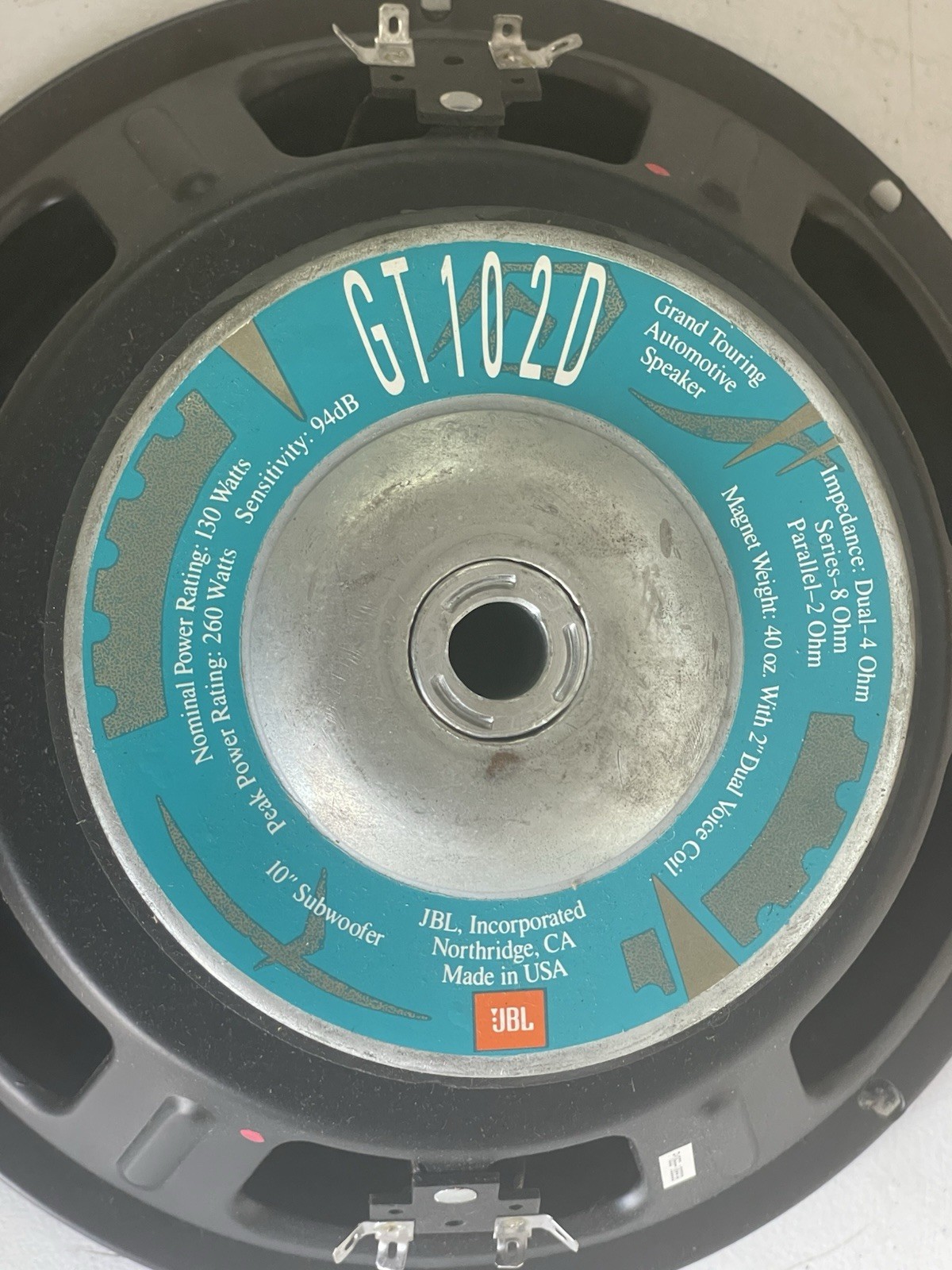 JBL GT102D Grand Touring Automotive Speaker 10" Subwoofer