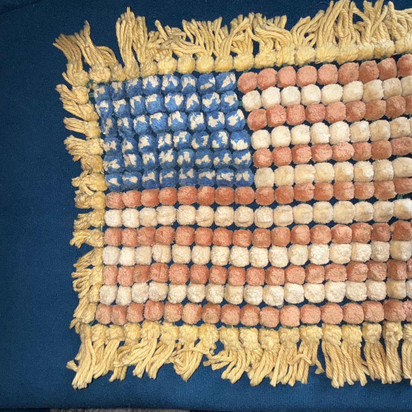 Victorian era American Country Flag Folk Art Embroidery Rare Item. 27” X 16”