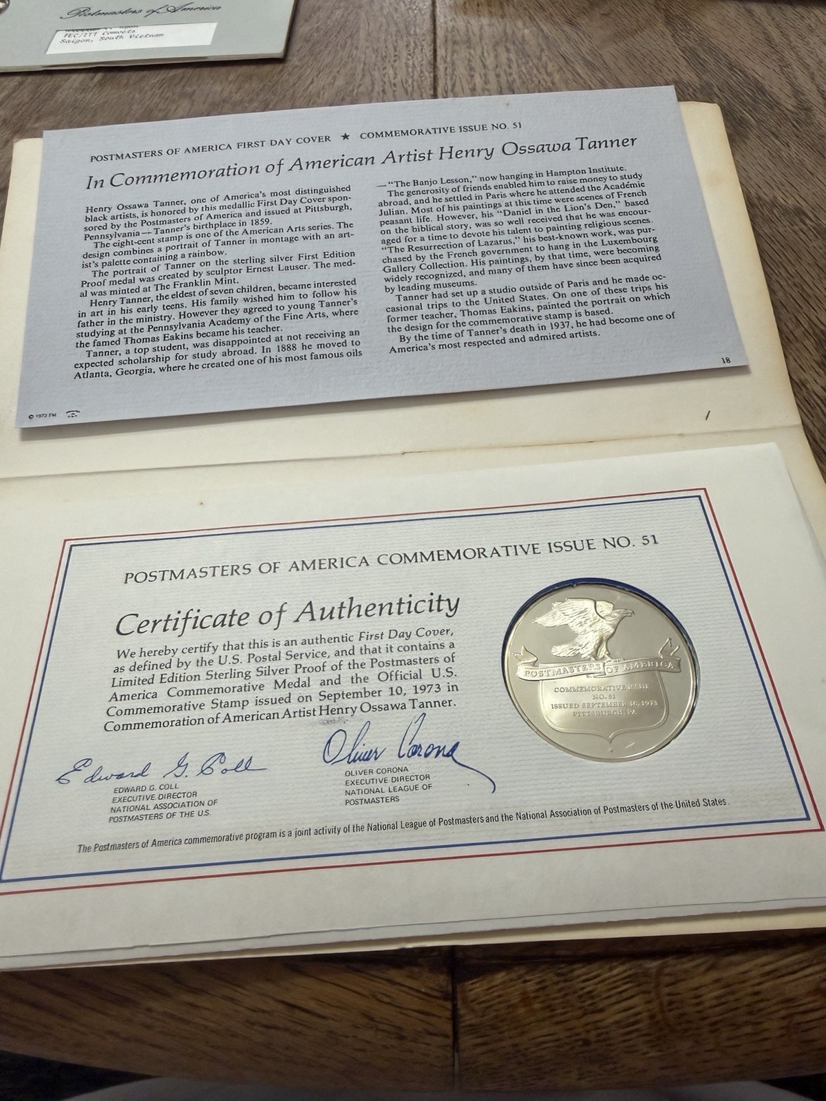 (5) postmasters of america medallic first day covers.