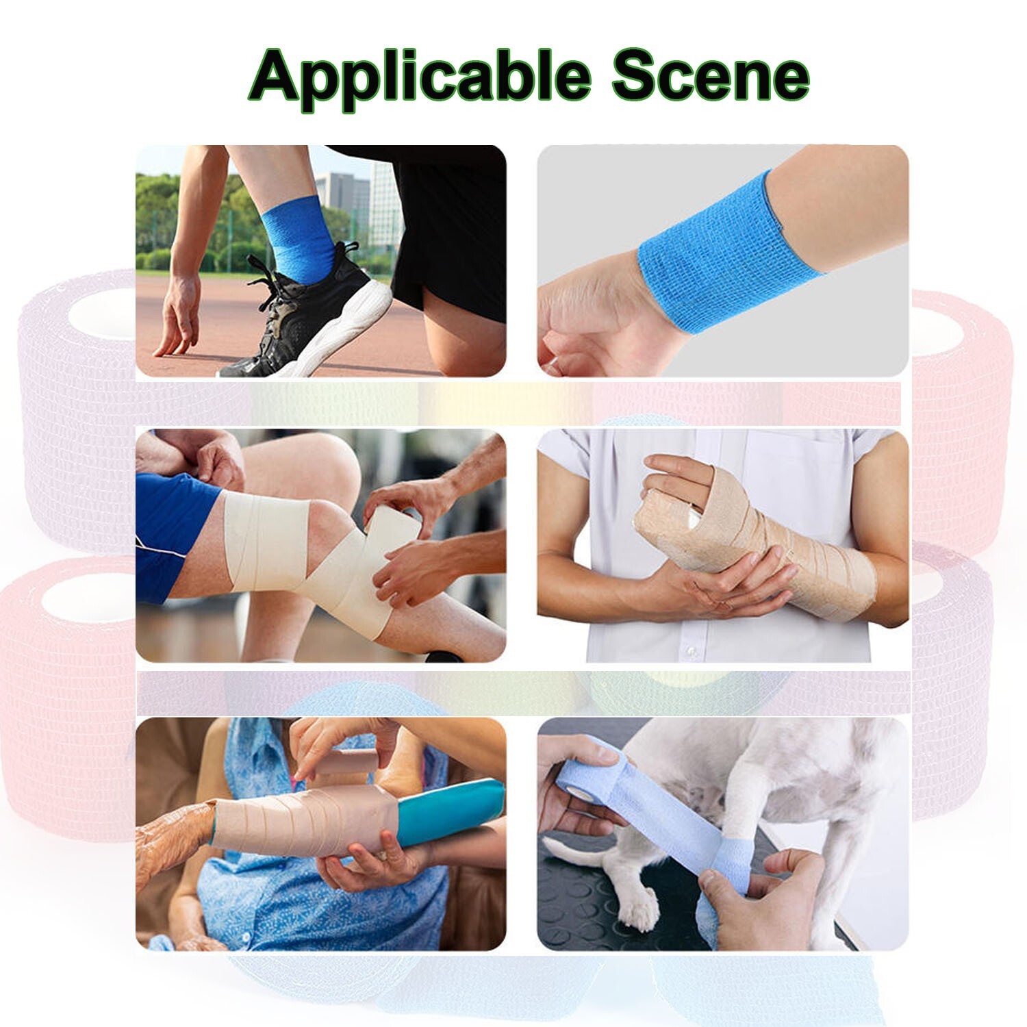 15 Pack Self Adhesive Bandage Wrap 2 Inch x 5 Yards Non-Woven Bandage,Vet Wrap