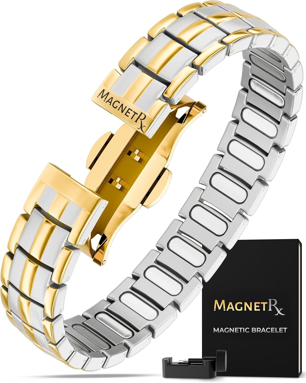 MagnetRX® Mens Bracelet Magnetic Healing Therapy Arthritis Pain Relief Bangle