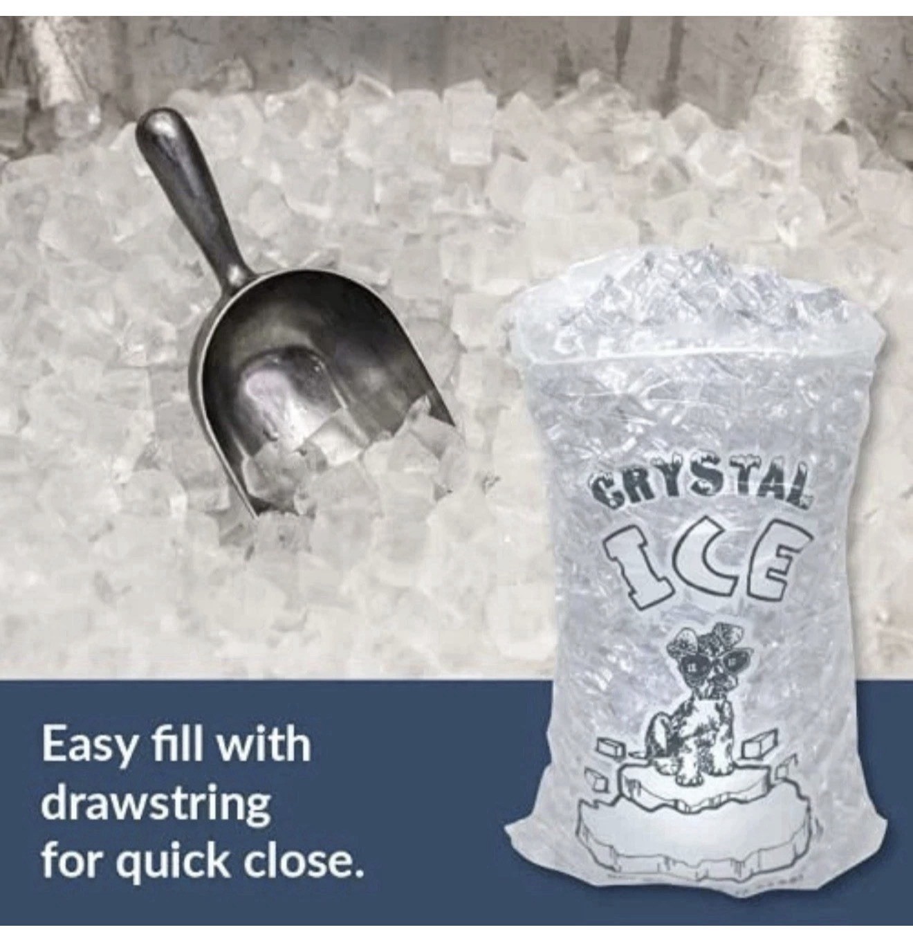 8 lb / 10 lb / 20 lb Ice Bags with Drawstring Commercial Grade Free Shipping