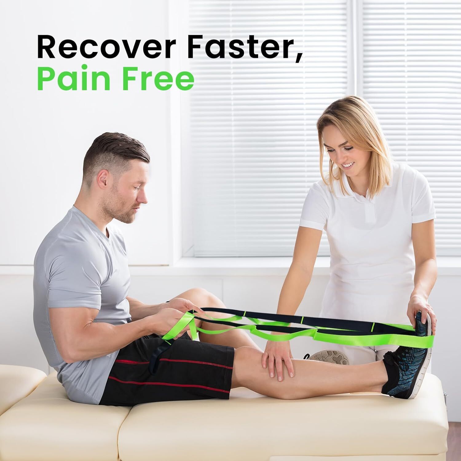 12 LoopsYoga Stretch Strap for Stretching Physical Therapy For Pilates Trainers