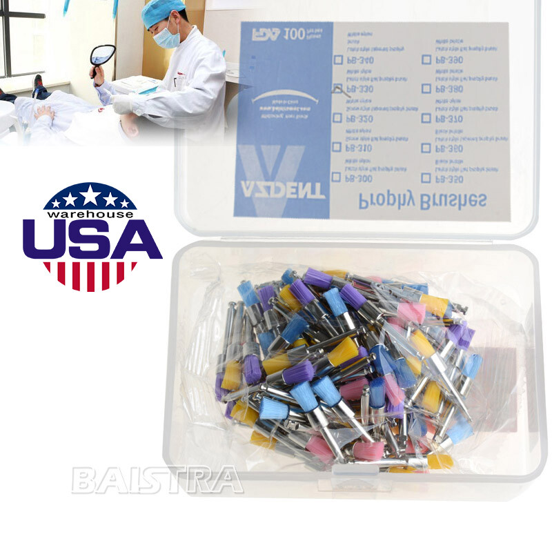 100pzas Dental Cepillos Dentales de Tazón para Pulir Tipo Plano de Nylon AZDENT