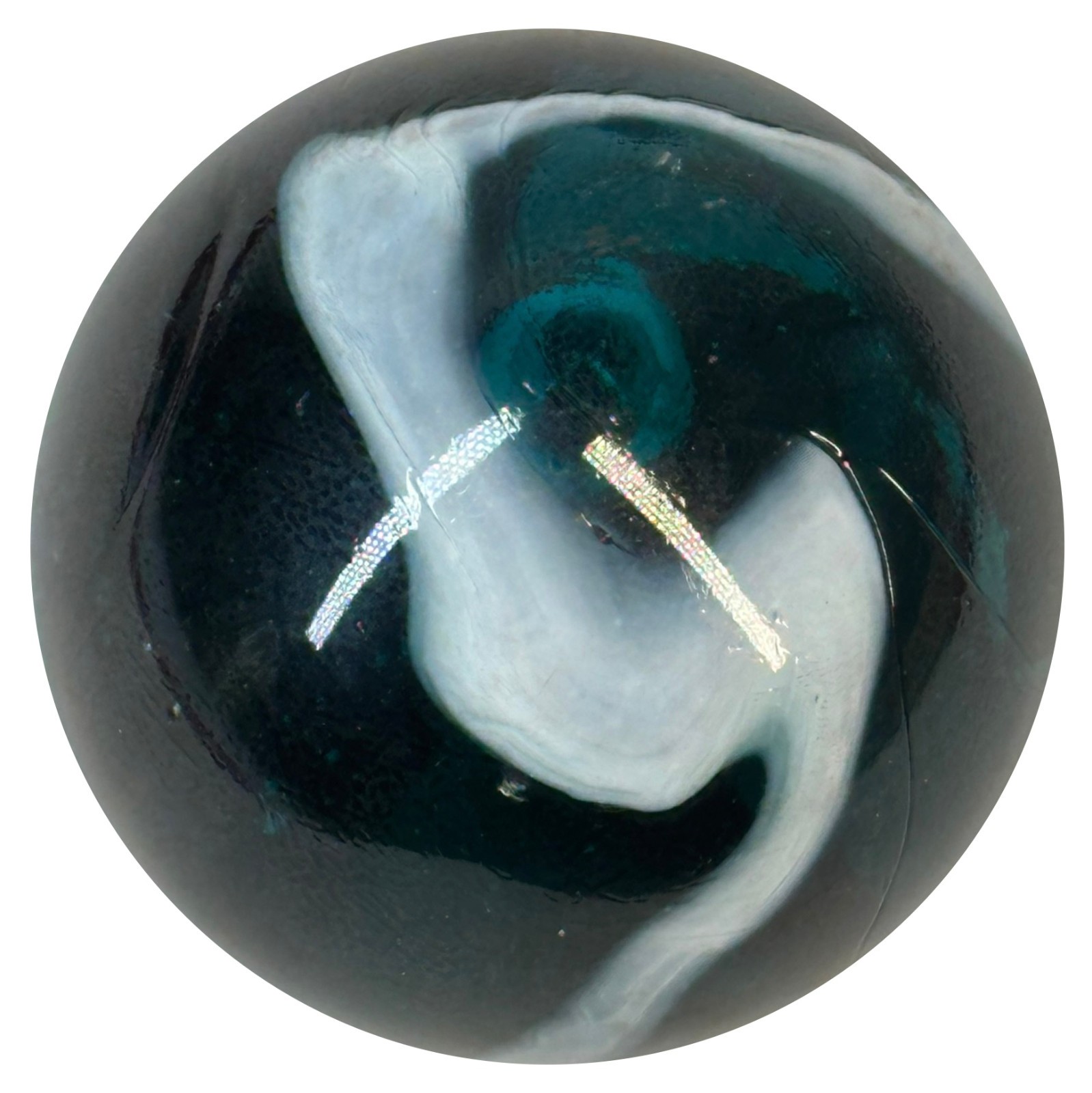 TOE BREAKER 50mm (2") AEGEAN clear Teal Blue Marbles glass ball HUGE Swirl