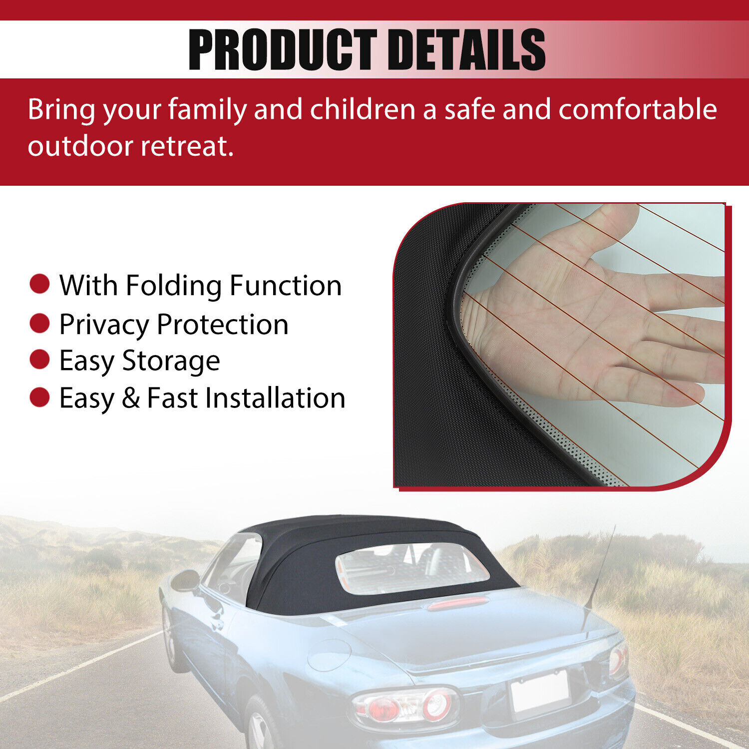 Black Convertible Soft Top W/ Heated Glass Window For Mazda MX-5 Miata 2006-2014