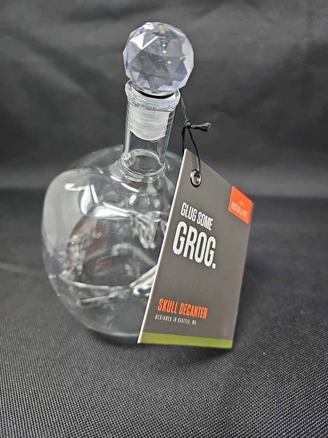 Foster & Rye Skull Liquor Decanter Clear Glass Skull Shaped Whiskey Decanter ...