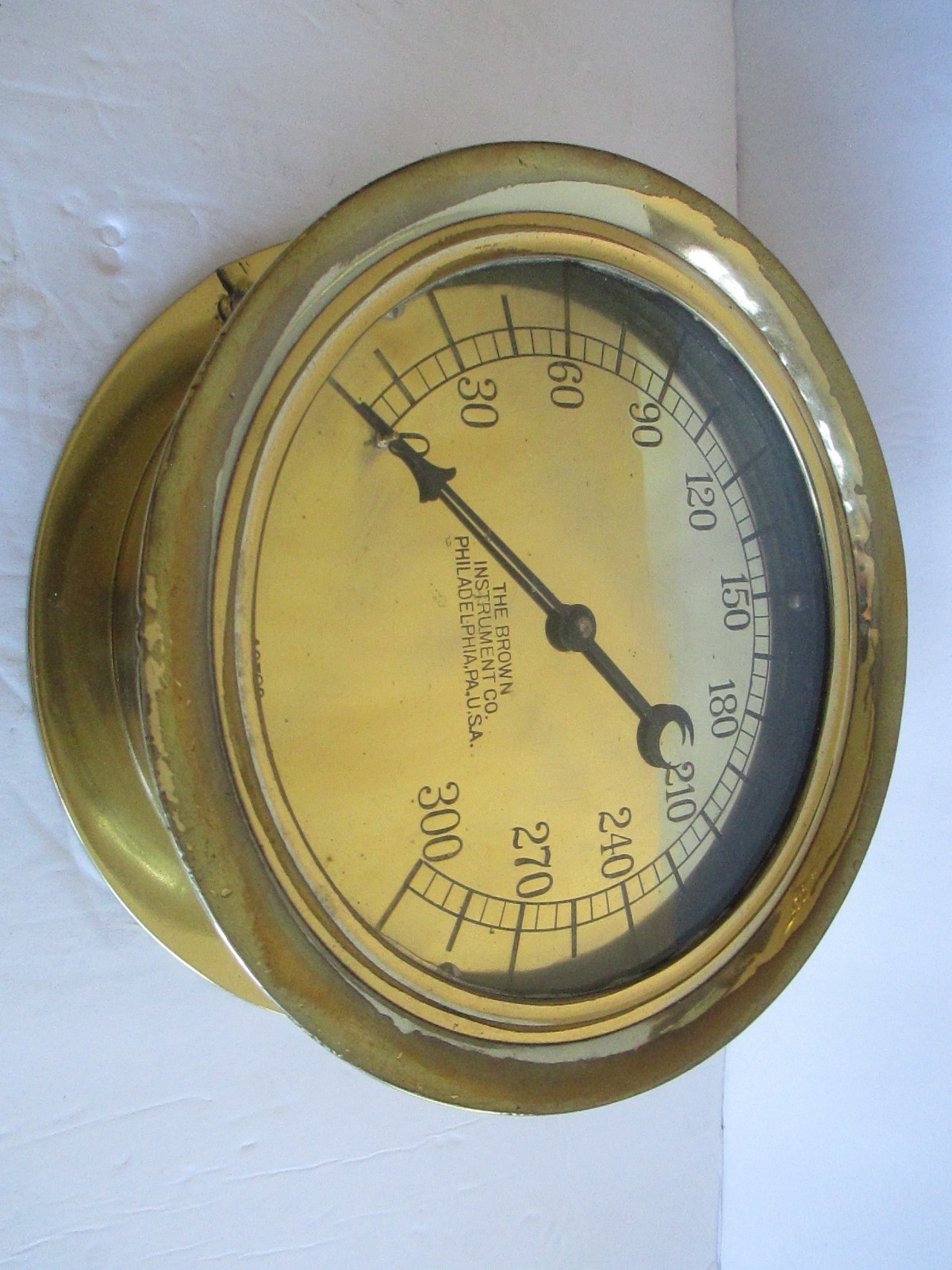 Vintage Brown Instrument Co. Gauge Steam Brass Ship Steam Train Philadelphia PA