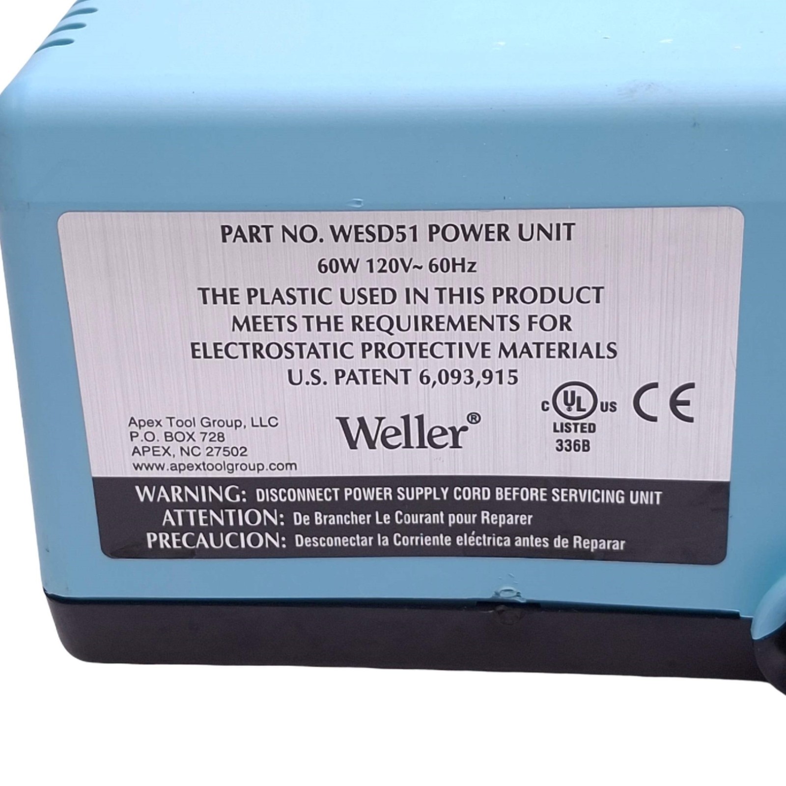 Weller WESD51 Soldering Station Power Unit for PES51, 60W Max, 120VAC In