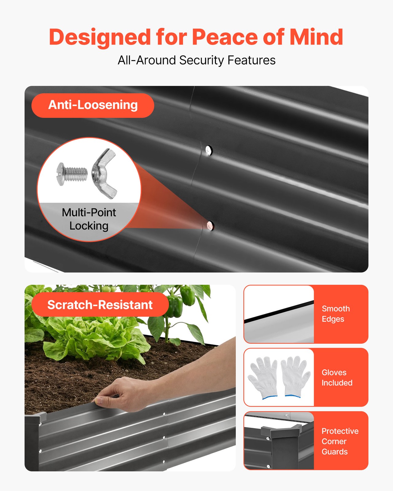 VEVOR 2 Pack Galvanized Raised Garden Beds 8x4x1 ft Rectangular Planter Box Gray