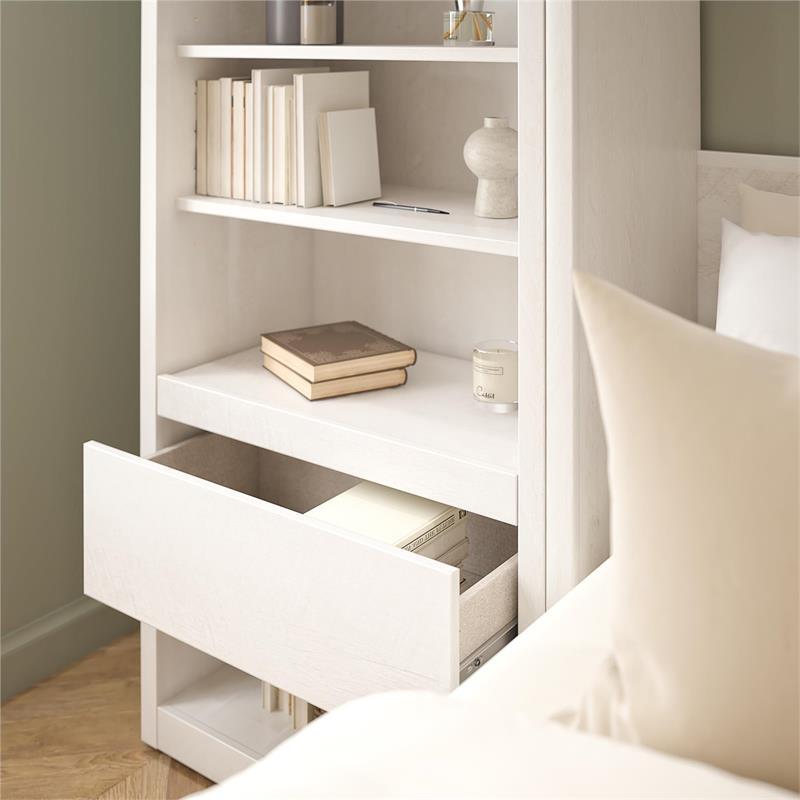 Signature Sleep Murphy Wall Bed Side Cabinet with Pullout Nightstand Ivory Oak