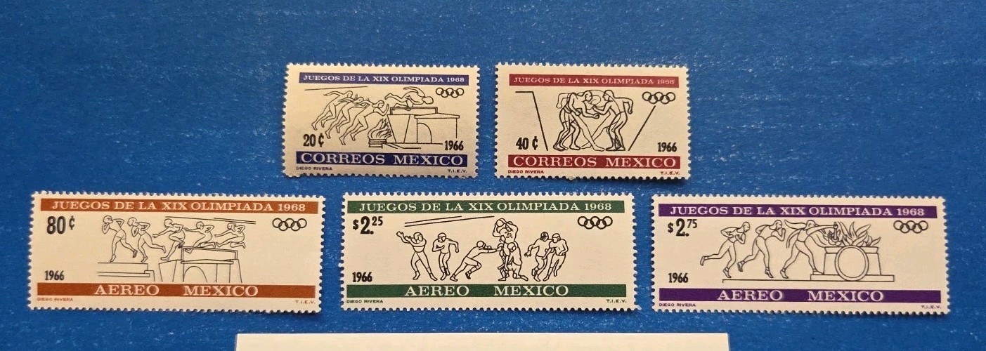 Mexico Stamps, Scott 974-975a, C318-C320 Complete Set MNH