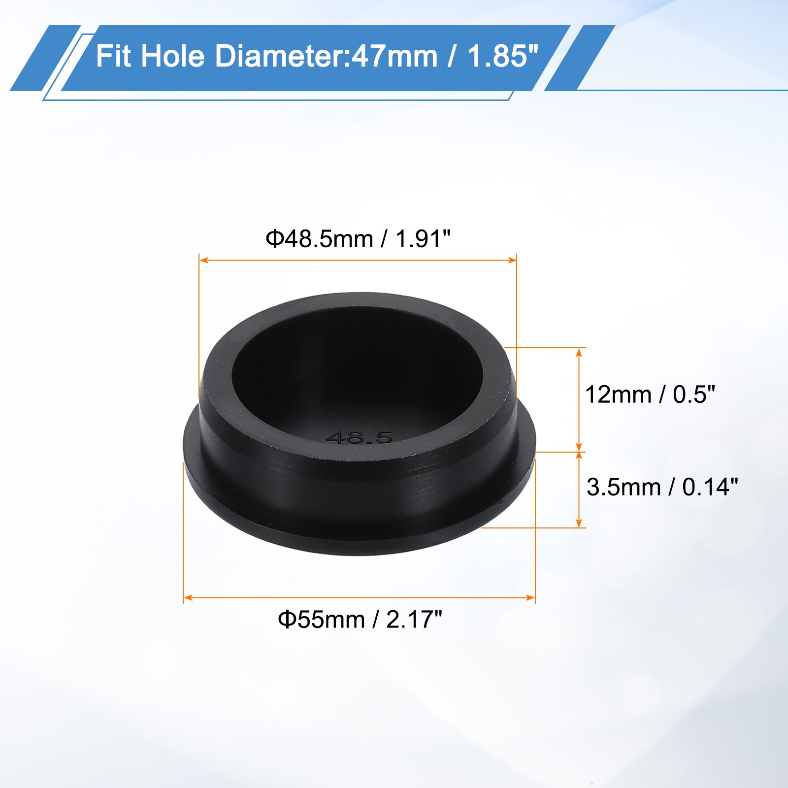 Silicone Hole Plugs, Round Rubber Stopper for 47mm/1.85" Hole, Black