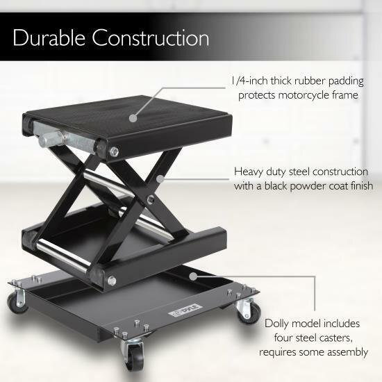 Pyle PLMOTJC11 Motorcycle Jack with Dolly