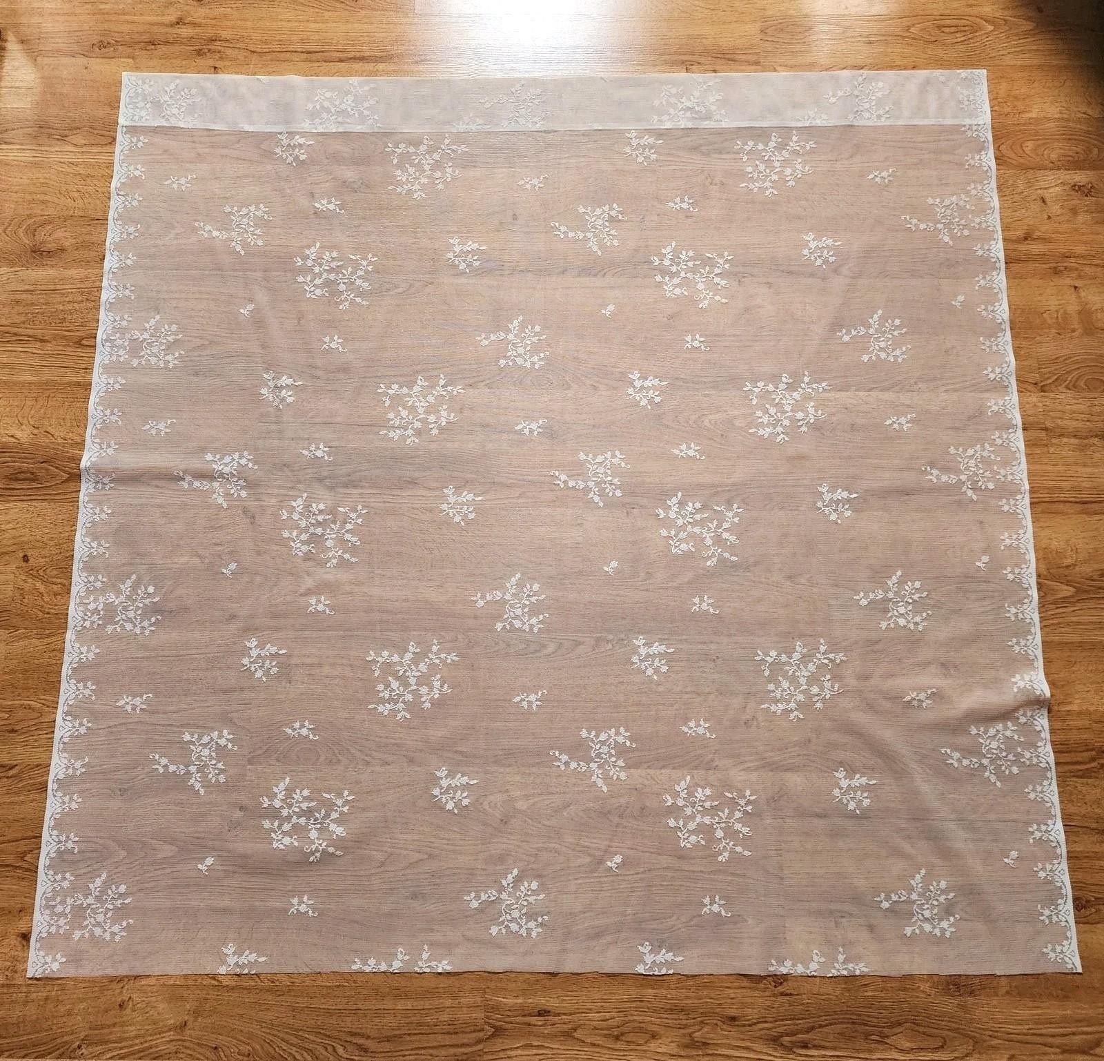 Vintage Pair Floral Lace Curtain Panel Cottagecore Sheer Window Covering READ