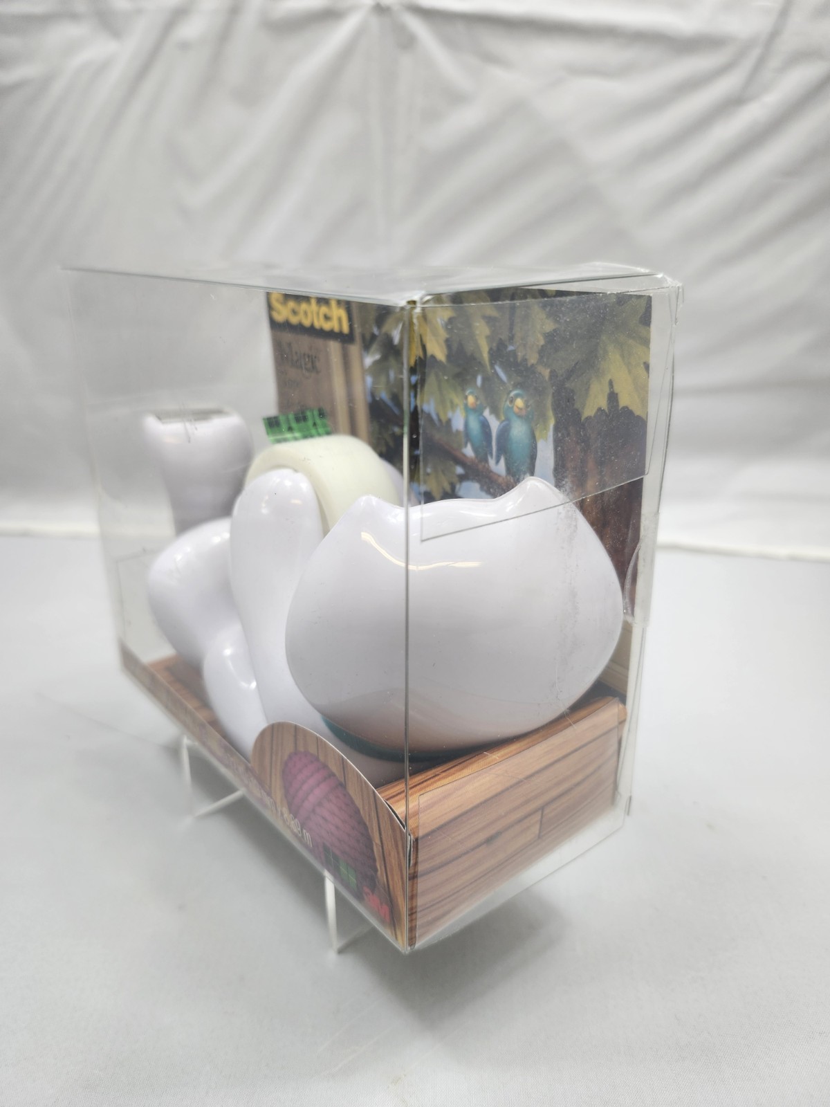 Scotch Magic Tape Dispenser White Cat Kitten Yarn Playing New Read Desc W/Tape