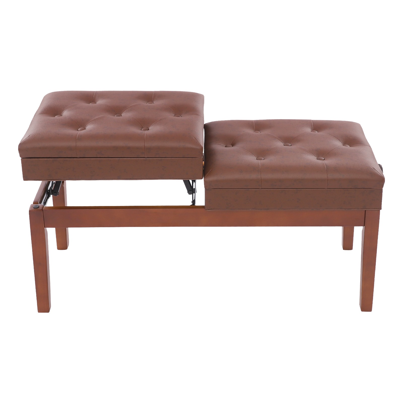 Double Seater Piano Bench Adjustable Duet Piano Bench Piano Bench w/Storage Box
