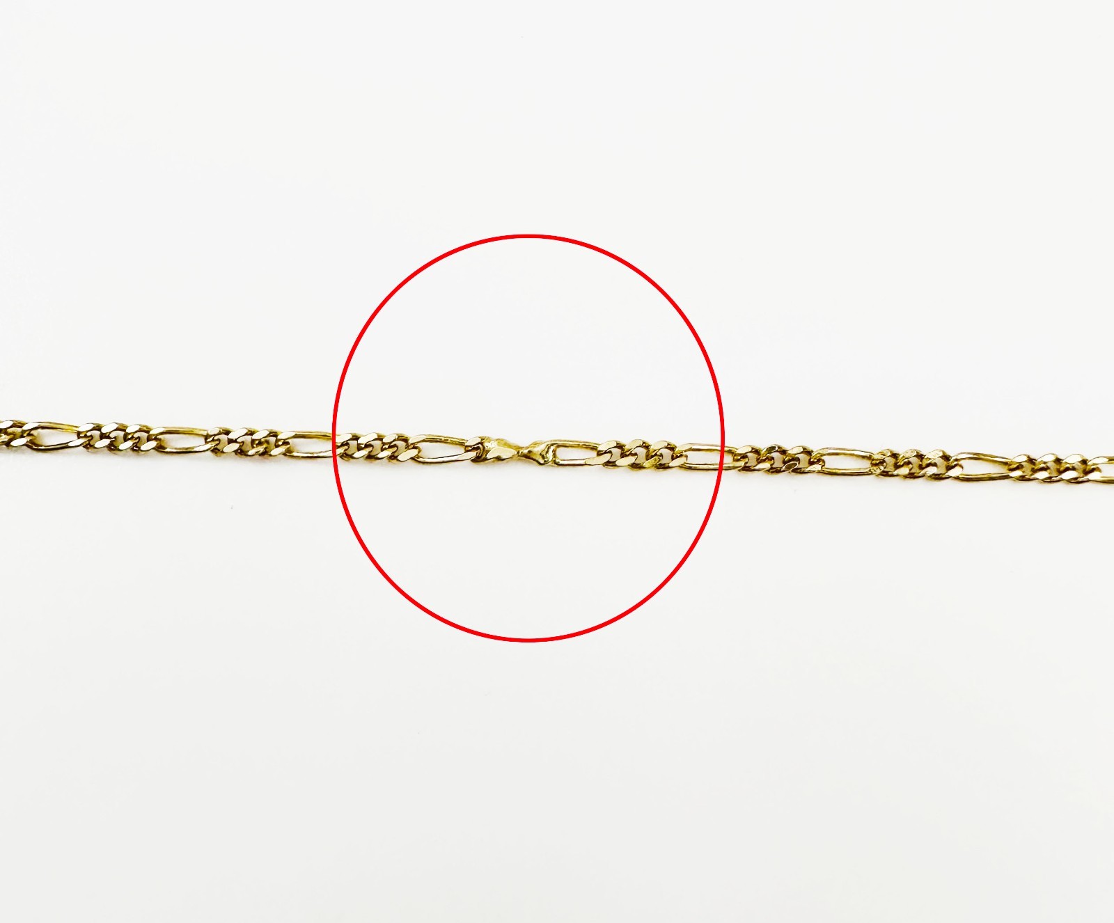 Estate Solid 14K Yellow Gold Thin Figaro Link Chain Necklace 1.2mm 18 1/4", 1.9g