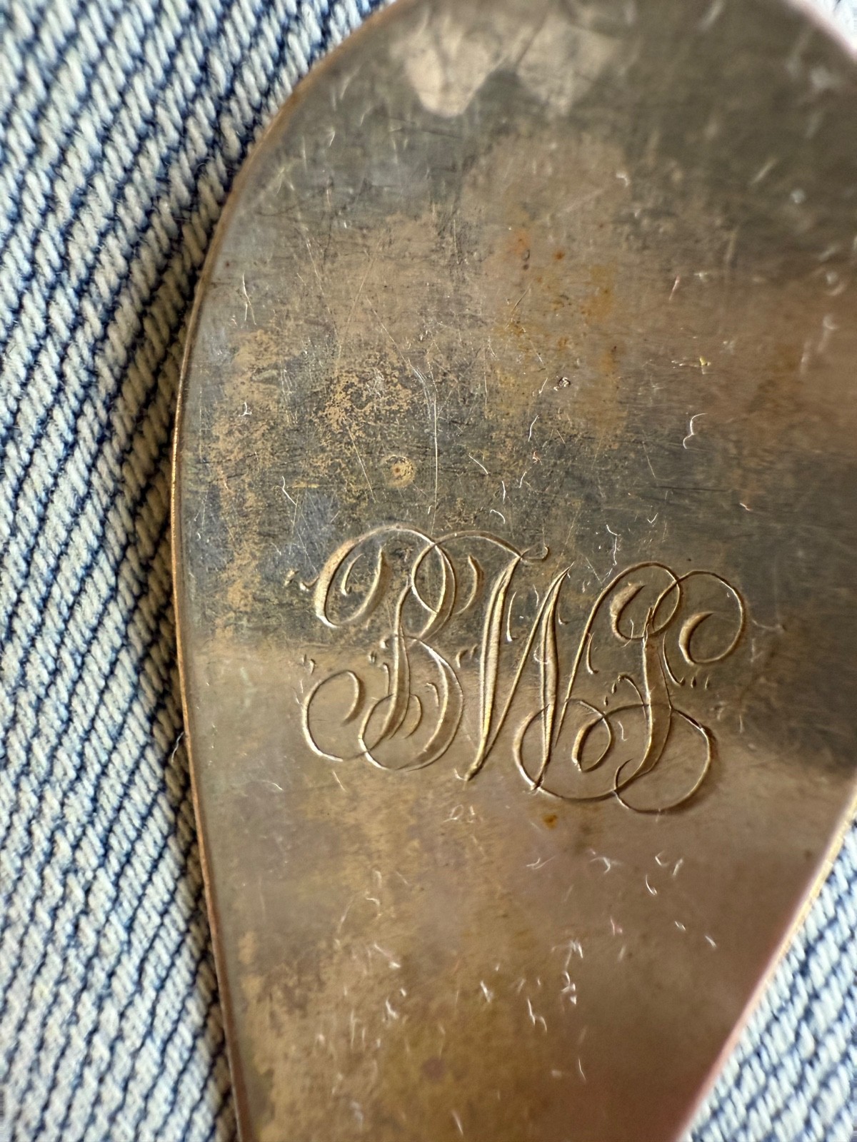 Beautiful antique Coin silver Butter knife spreader bright-cut Palmer Bachelder