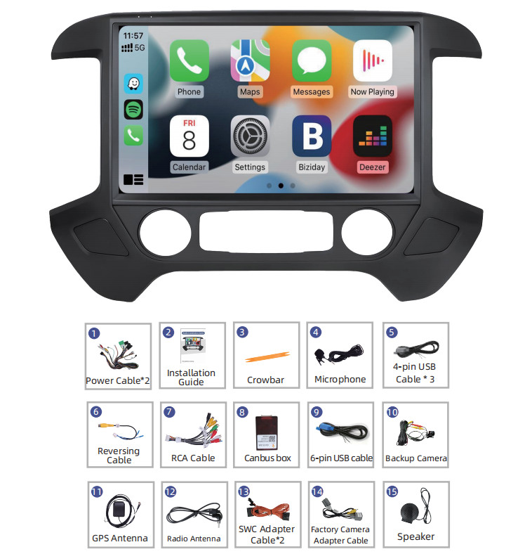 Carplay Car Stereo Radio For 2014 2015 2016 2017 2018 Chevy Silverado GMC Sierra