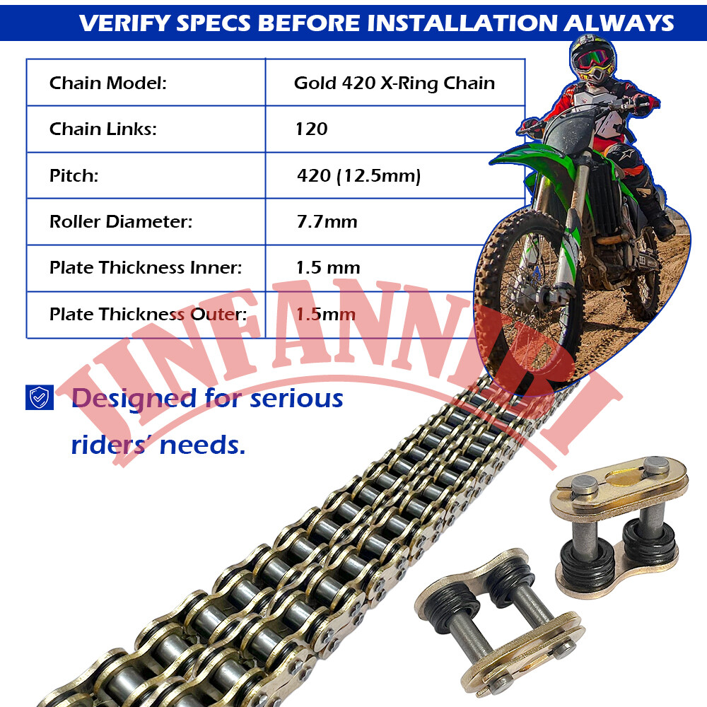 420 X-Ring Chain 120 Links & Connecting Master Links for Kawasaki KX85 2001-2020