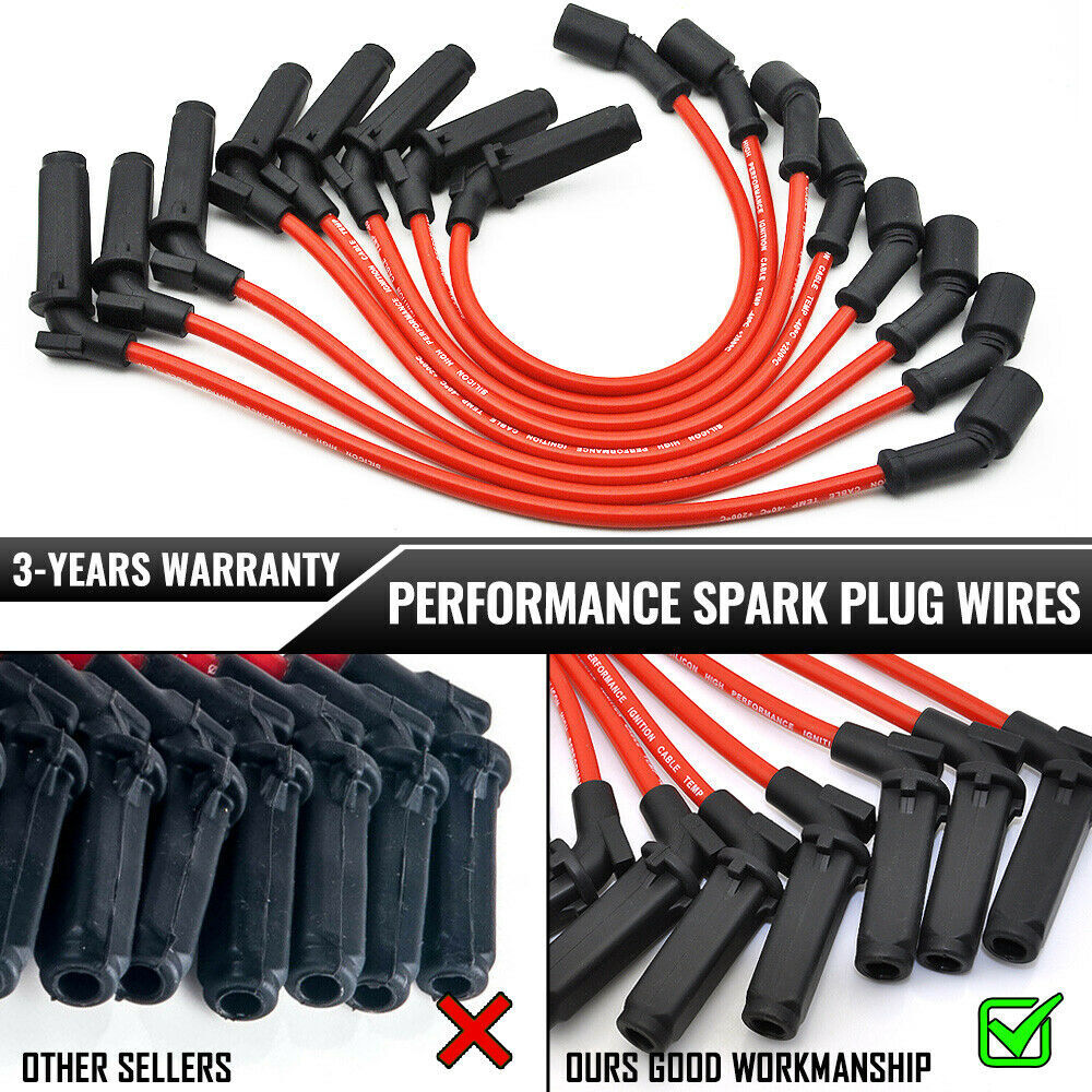 8pcs High Performance Spark Plug Wires Set for Chevy GMC 4.8L 5.3L 6.0L V8