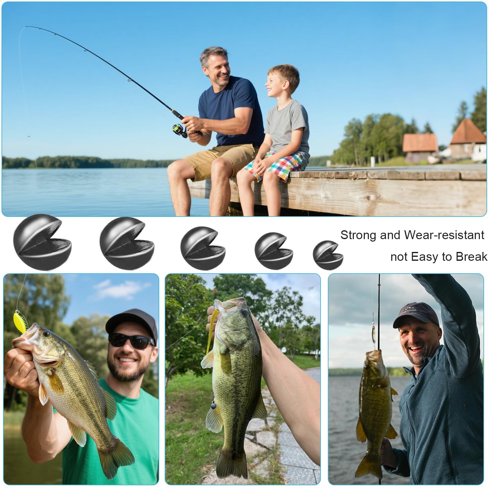 100/150Pcs Split Shot Fishing Weights – Premium Removable Fishing Sinkers,5/6 Si