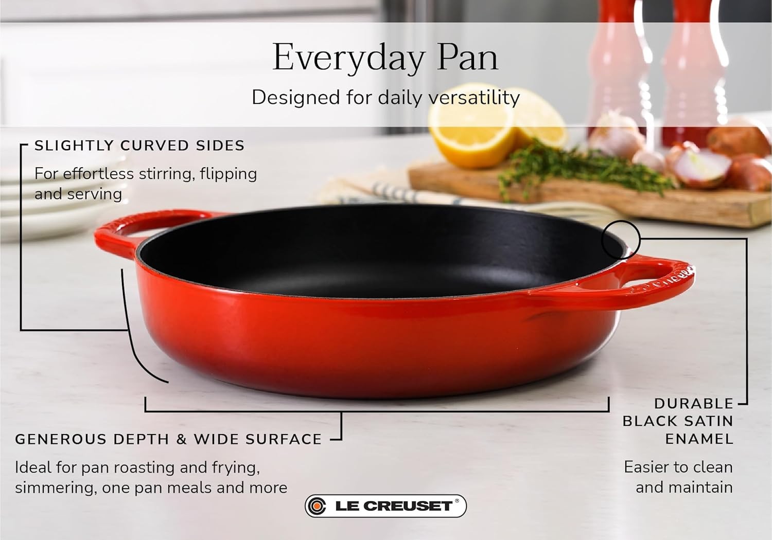 Le Creuset Signature Cast Iron Everyday Pan, 11", Cerise