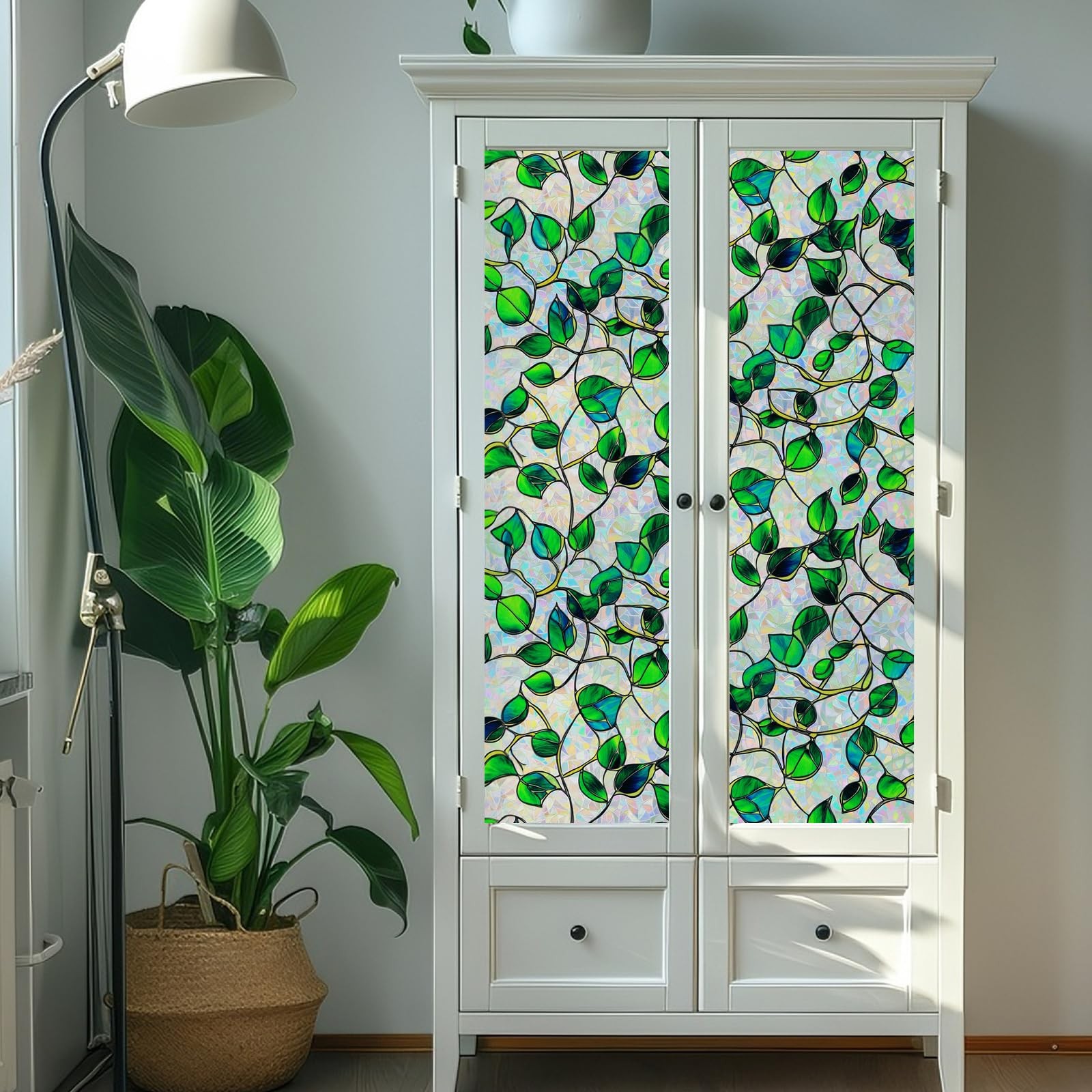 Window Privacy Film Stained Glass Decorative Static Clings Rainbow Window Tin...