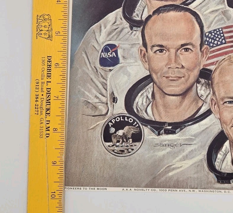1969 NASA Apollo 11 Crew 7.75 x 9.75" Litho Pioneers To The Moon