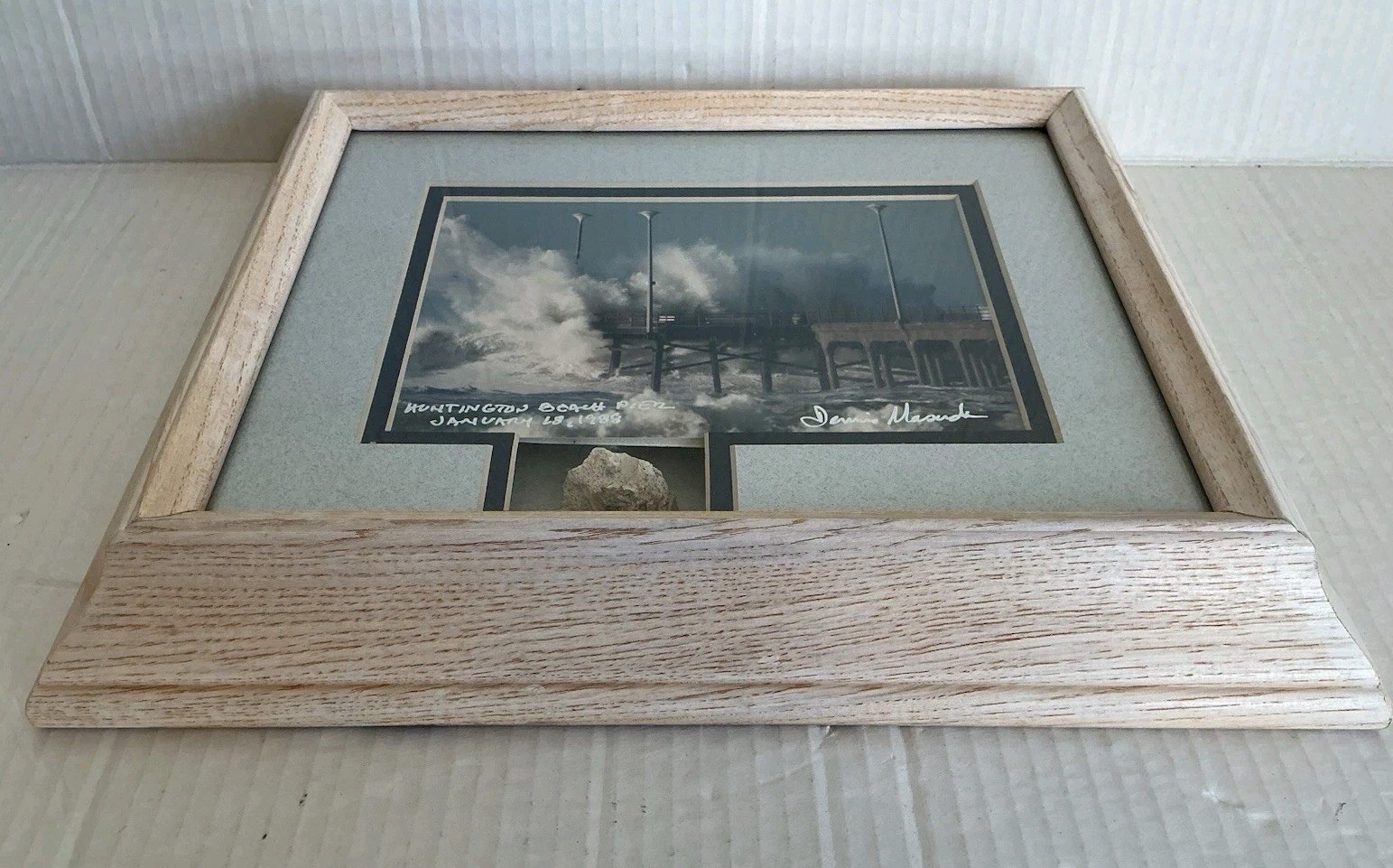 Huntington Beach Pier Photograph Art Dennis Masuda Signed Framed California 1988