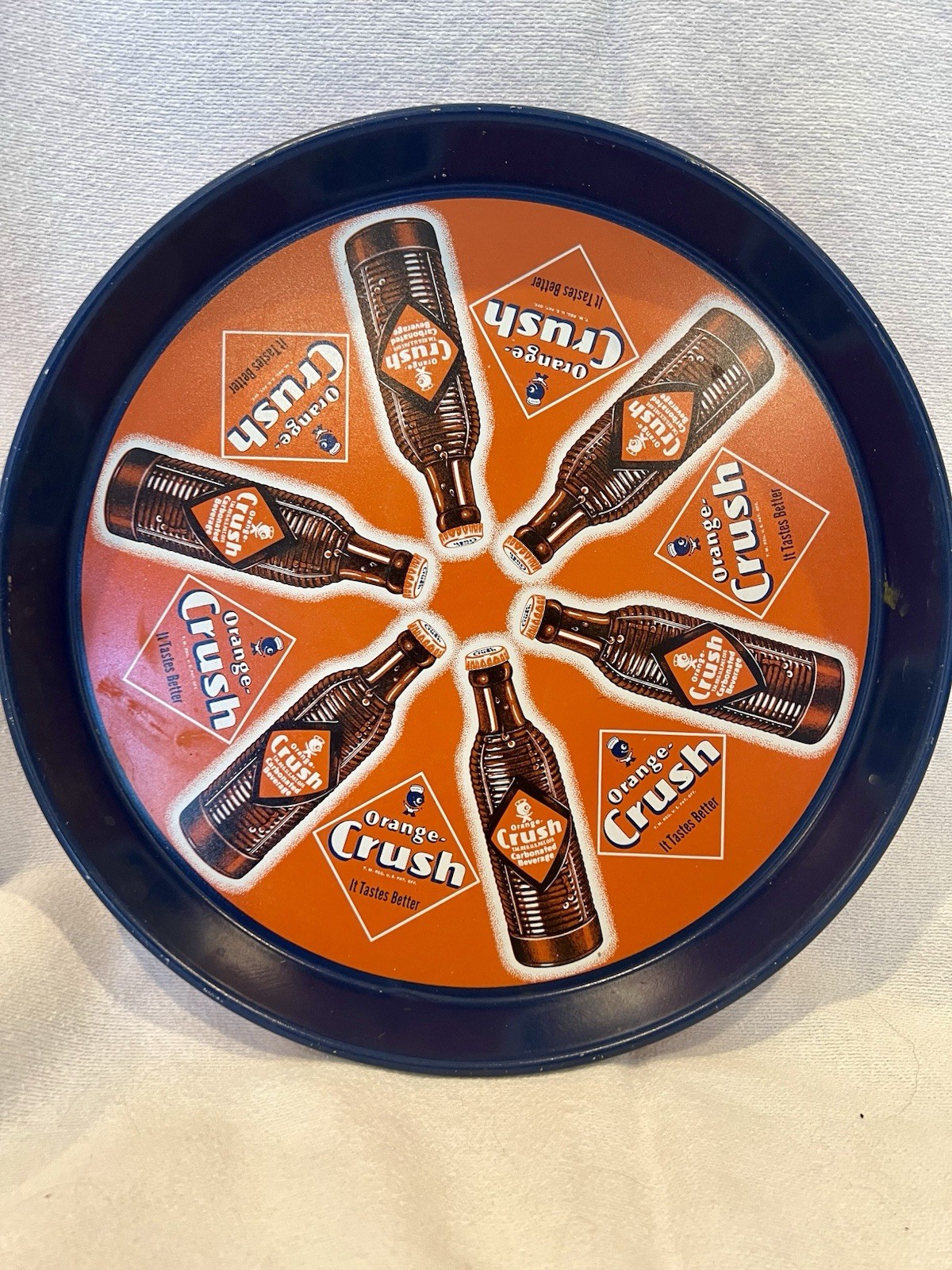 ORANGE CRUSH SODA Tin Serving Tray, 12” With Bottle ￼￼
