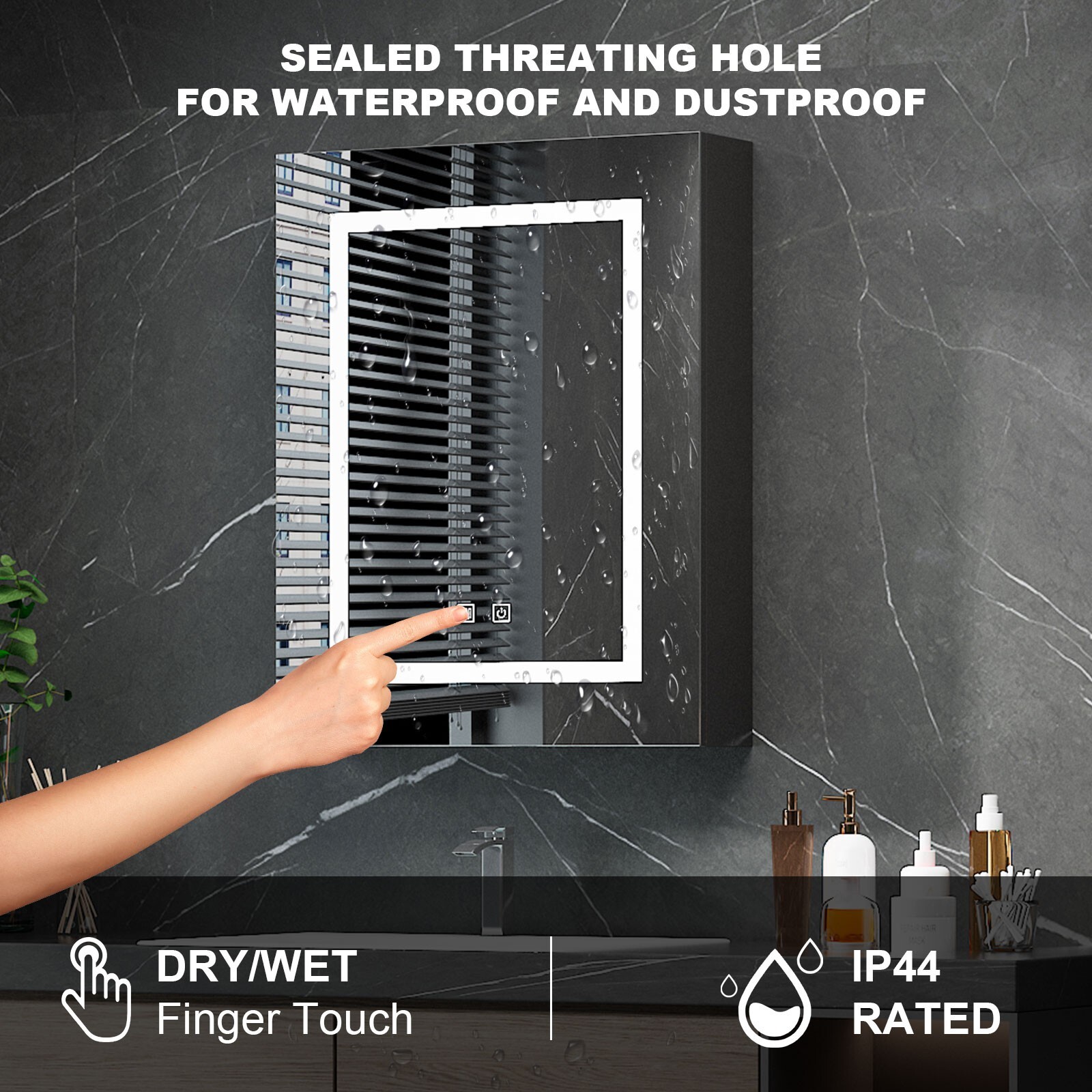 24" x 30" LED Bathroom Medicine Cabinet w/ Lighted Mirror Anti-Fog Touch Sensor