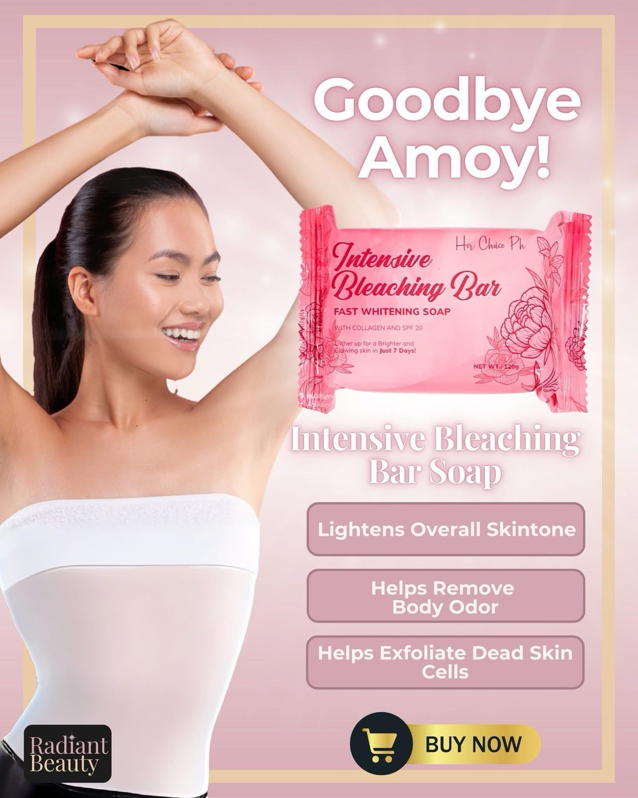 Her Choice Intensive Bleaching Bar Fast Whitening Soap 120g ( 1 BAR ONLY)