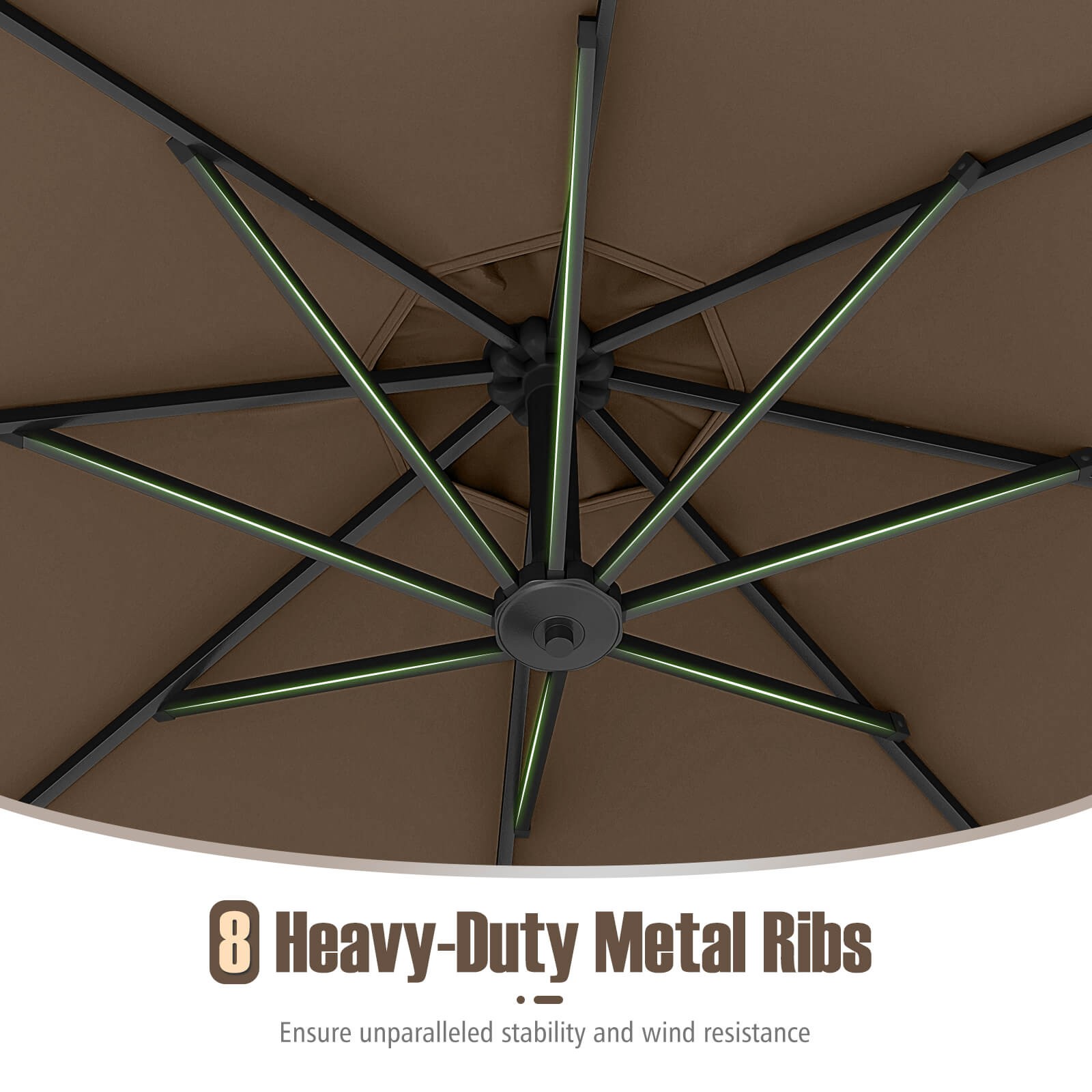 10 FT Offset Hanging Umbrella with Base Patio Cantilever Umbrella 360° Rotation