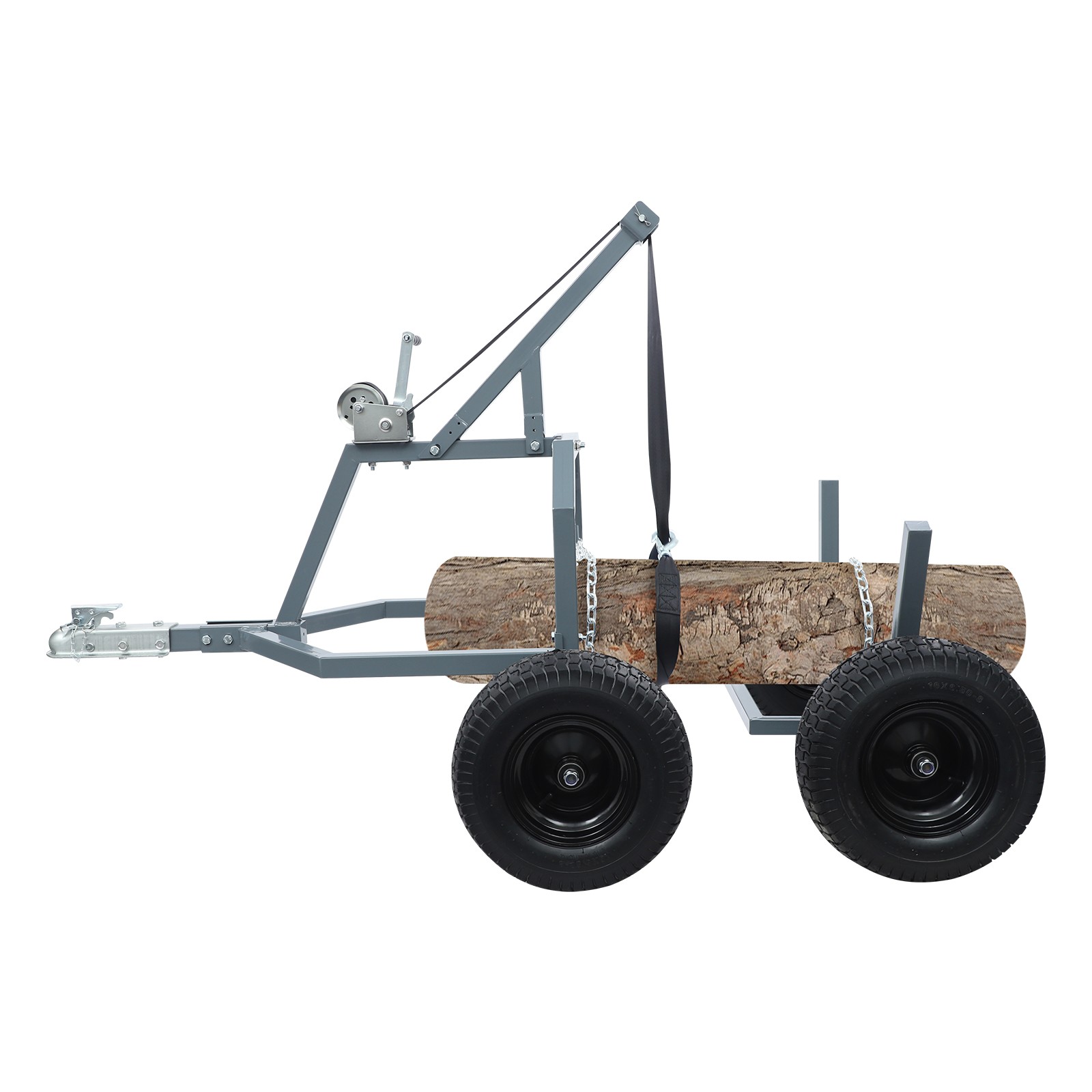 1600lb Log Trailer Heavy-Duty ATV Log Skidding Arch & Holder Set w/4x16in Wheels